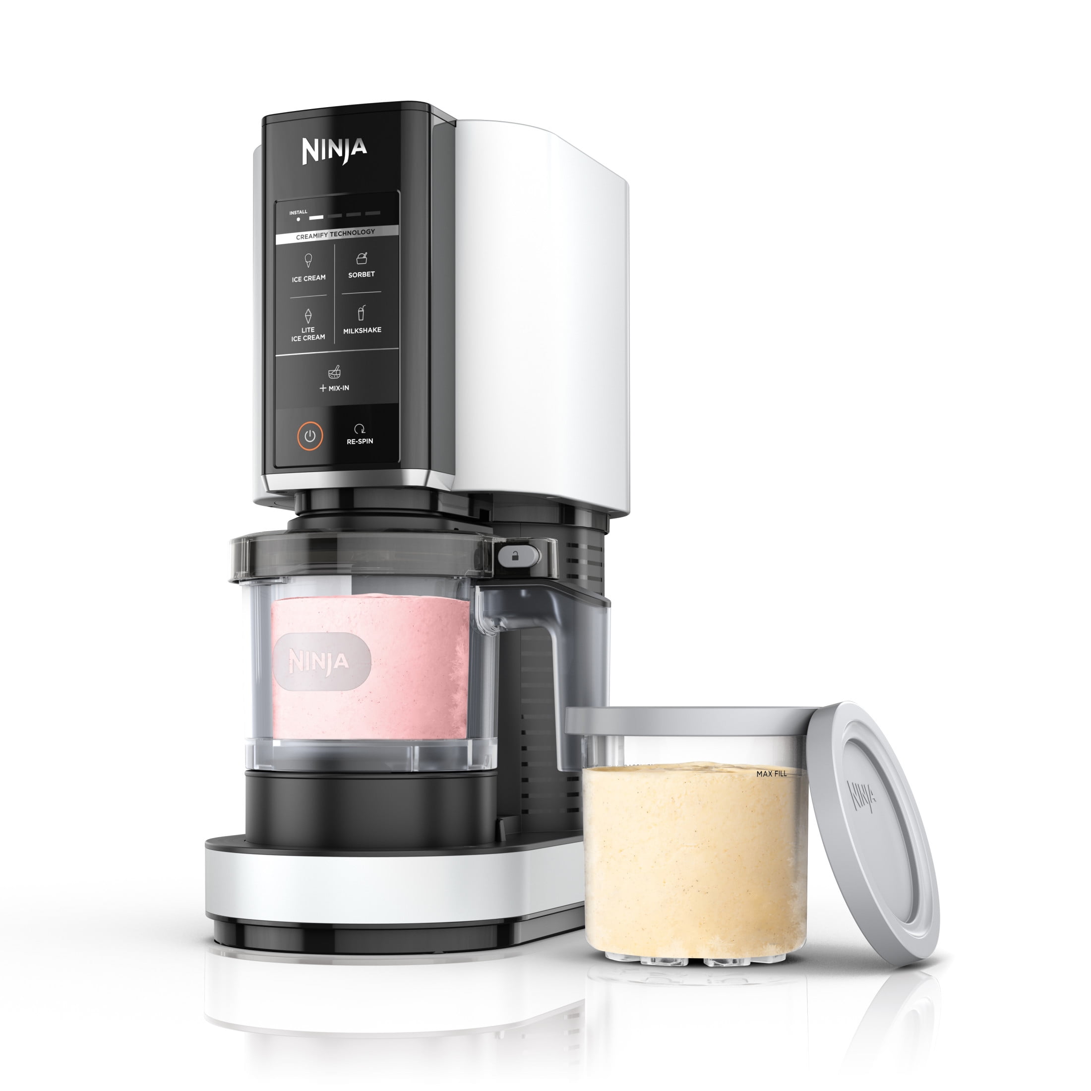 Ninja CREAMi Ice Cream Maker, 5 One-Touch Programs for Sorbet and Milkshakes (White, 2-Pack 16 oz Pints) qjguv