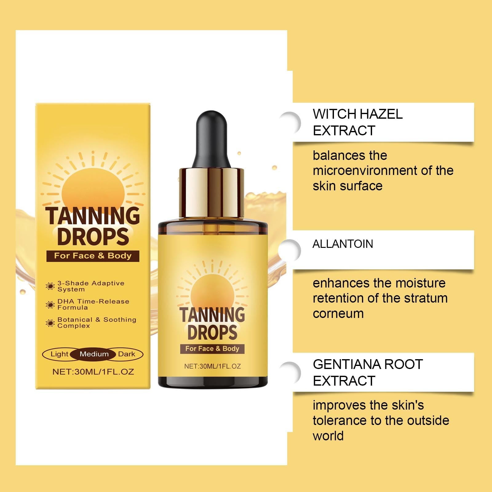SZBAOAN Facial Self Tanning Drops, Gradual Bronzing Serum for Sensitive Skin (Dark Shade, 1.01 fl oz) vx9b9