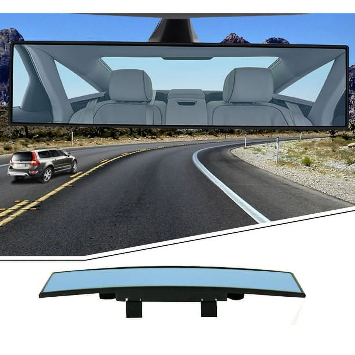 Yiyasu Interior Rear View Mirror (Anti-Glare, Panoramic Convex, Wide Angle, Black, 11.8 in) 88e1z