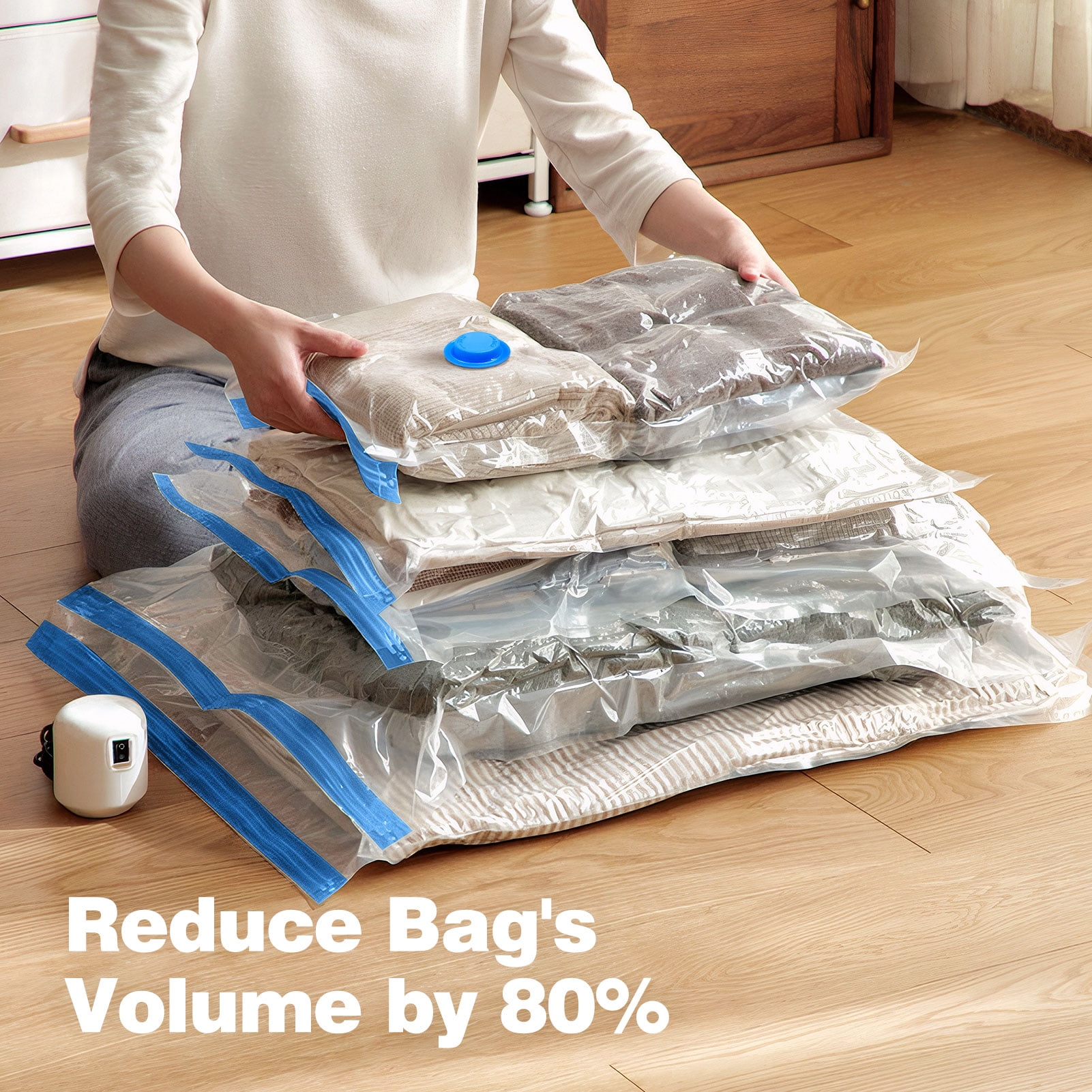 Livhil Vacuum Storage Bags for Clothes Compression with Electric Pump (Clear, 10-Pack) f4778