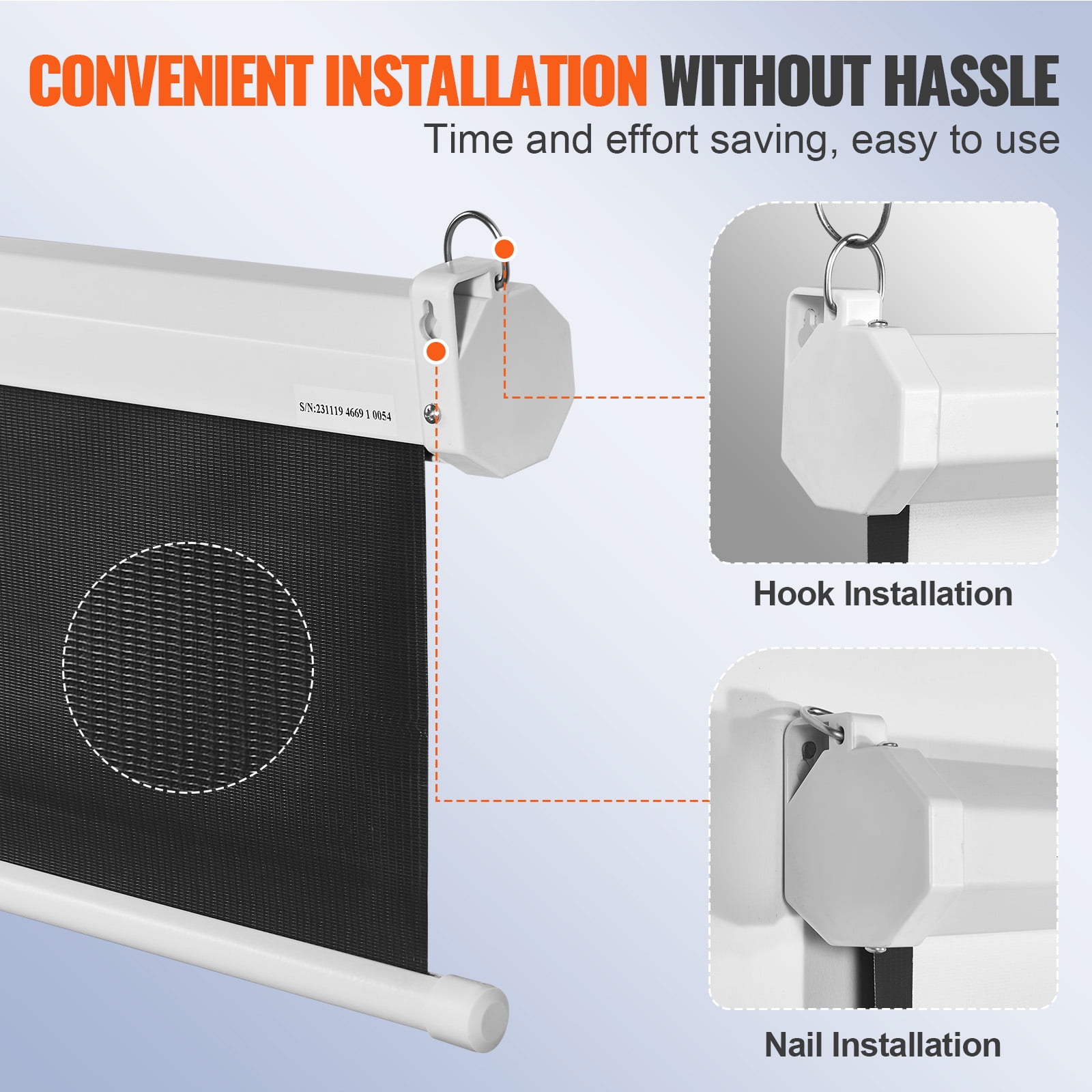 KFFKFF 100 in Pull Down Projector Screen Wall Mount High-Reflectivity Home Theater (White, 100 in) r1h5x