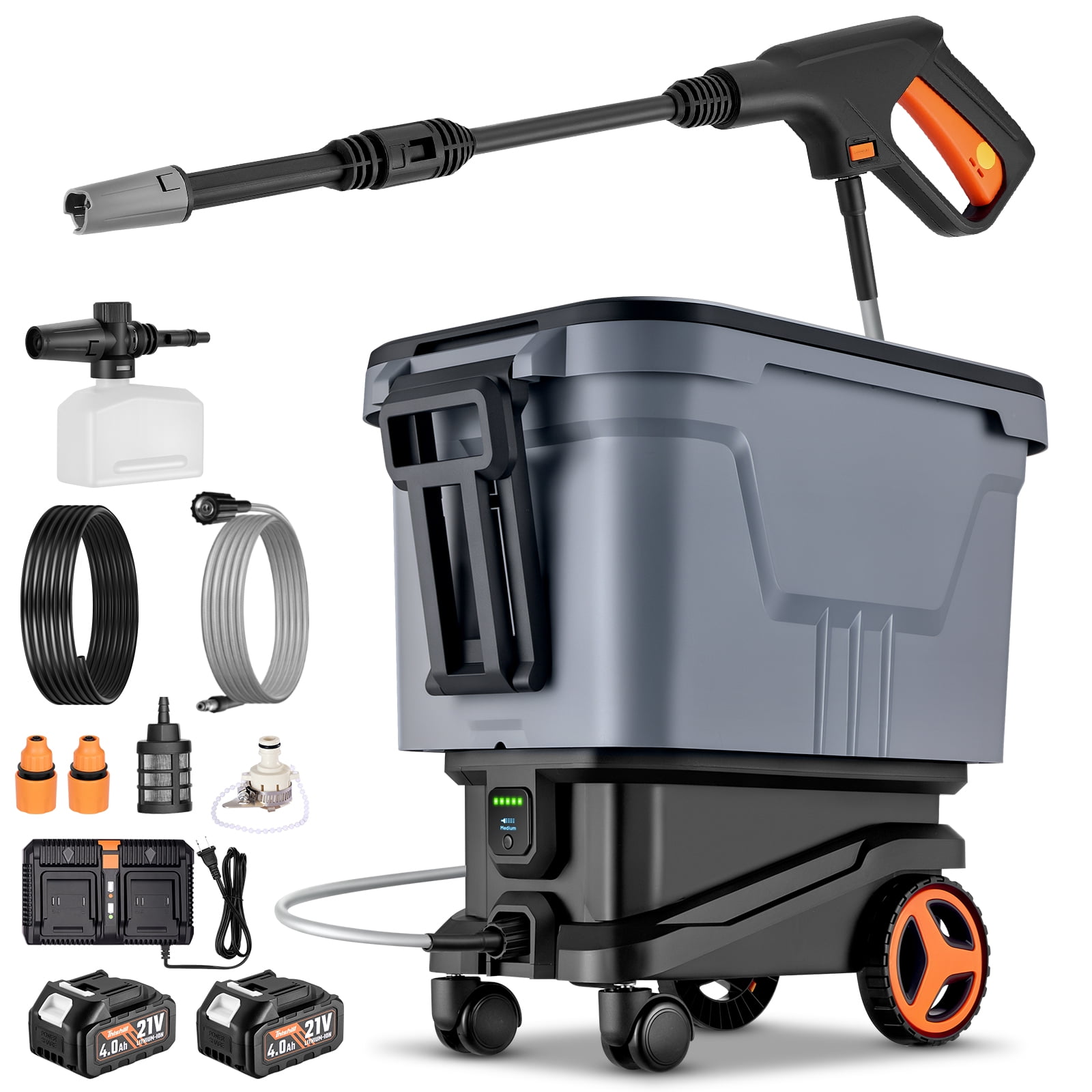 SPEEDWOW 2000PSI Cordless Pressure Washer with 7.2 Gal Water Tank and 16 ft Hose (Black, 14 lb) avkg5