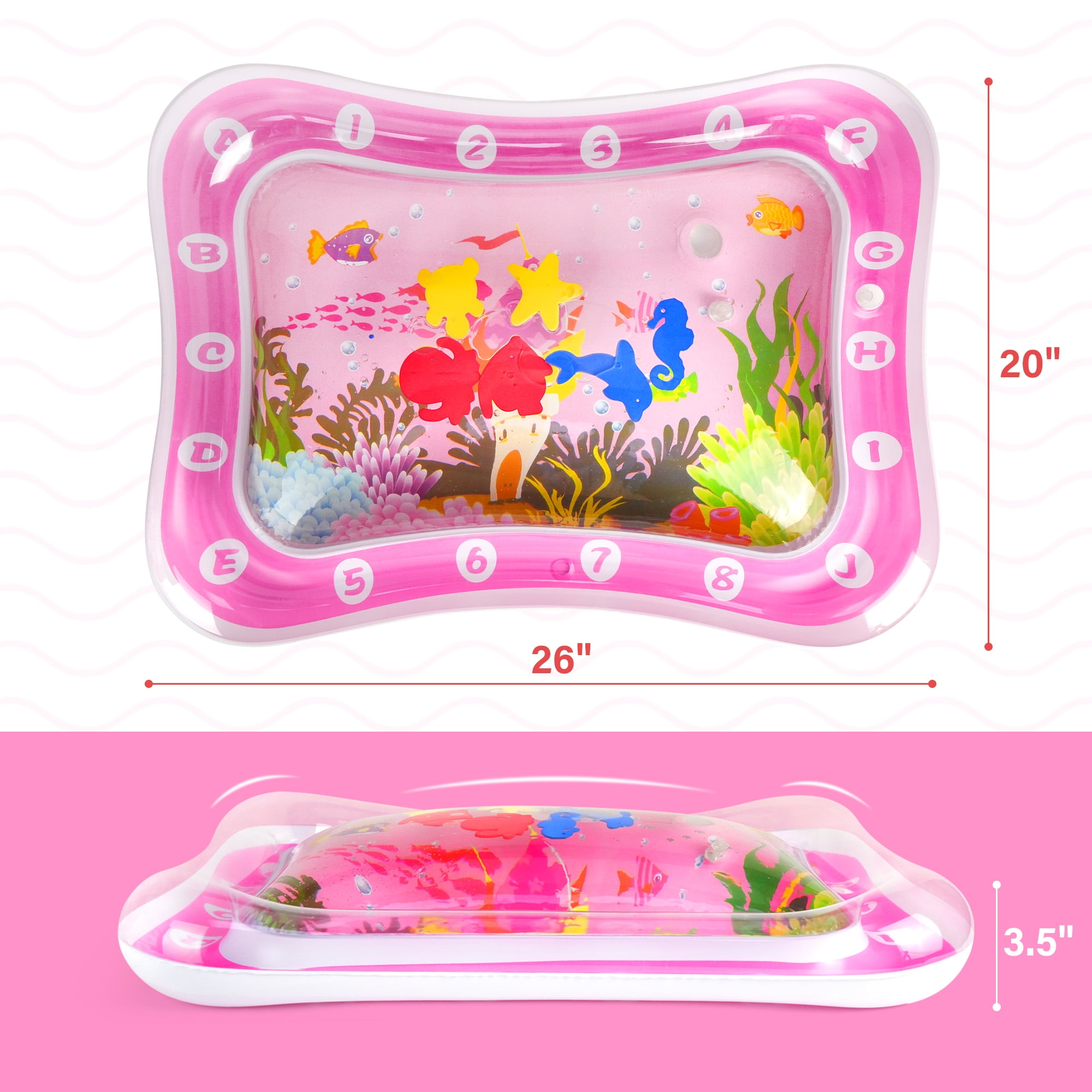 LotFancy Inflatable Tummy Time Water Play Mat for Infants and Toddlers (Pink, 26 in x 20 in) dok8t