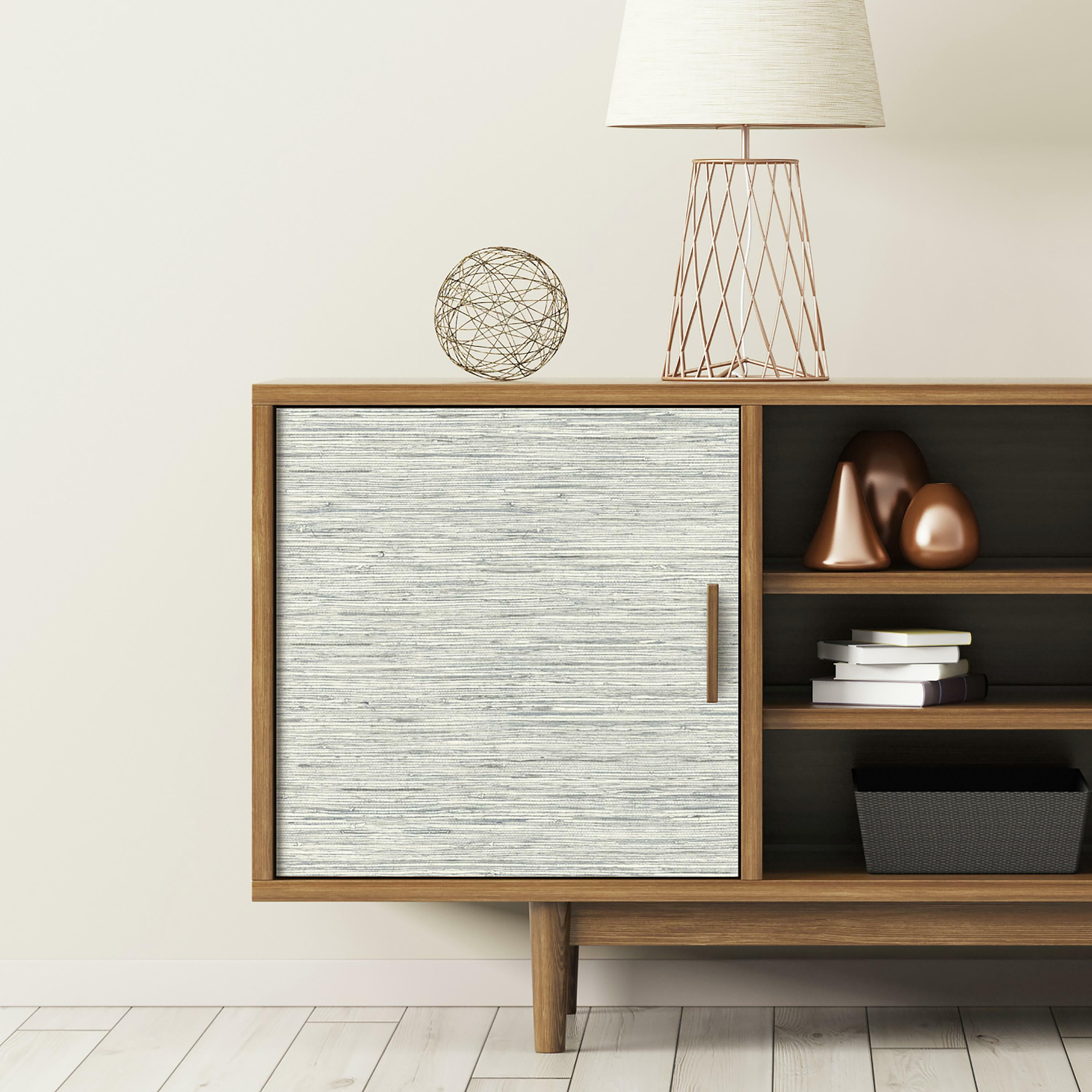 RoomMates Light Gray Grasscloth Peel and Stick Wallpaper (Light Gray, 20.5 in x 18 ft) rtj4f