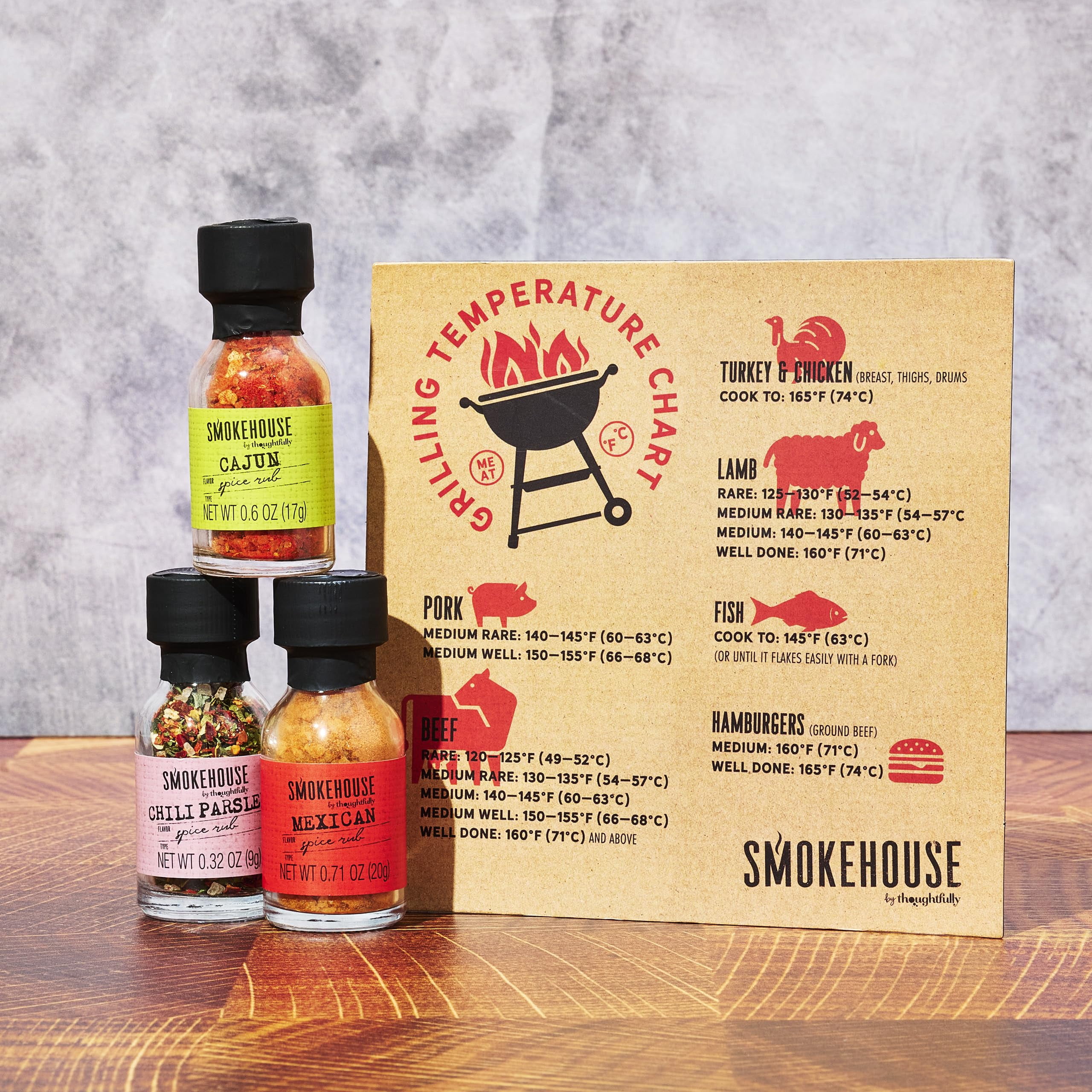 Thoughtfully Smokehouse Grilling Spices BBQ Set with Tongs and Magnet (15 Piece Set) gulfb