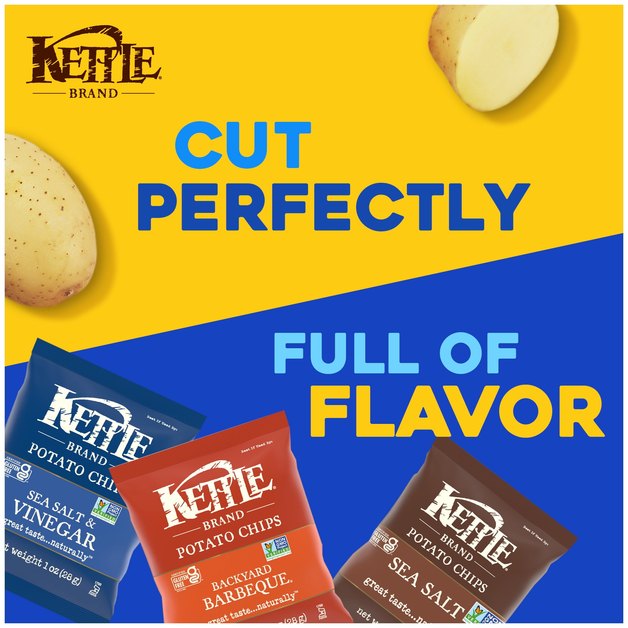 Kettle Brand Potato Chips Variety Pack, Kettle-Cooked Crunchy Snack Bags (20 Count, 1 oz Each) eb0i1
