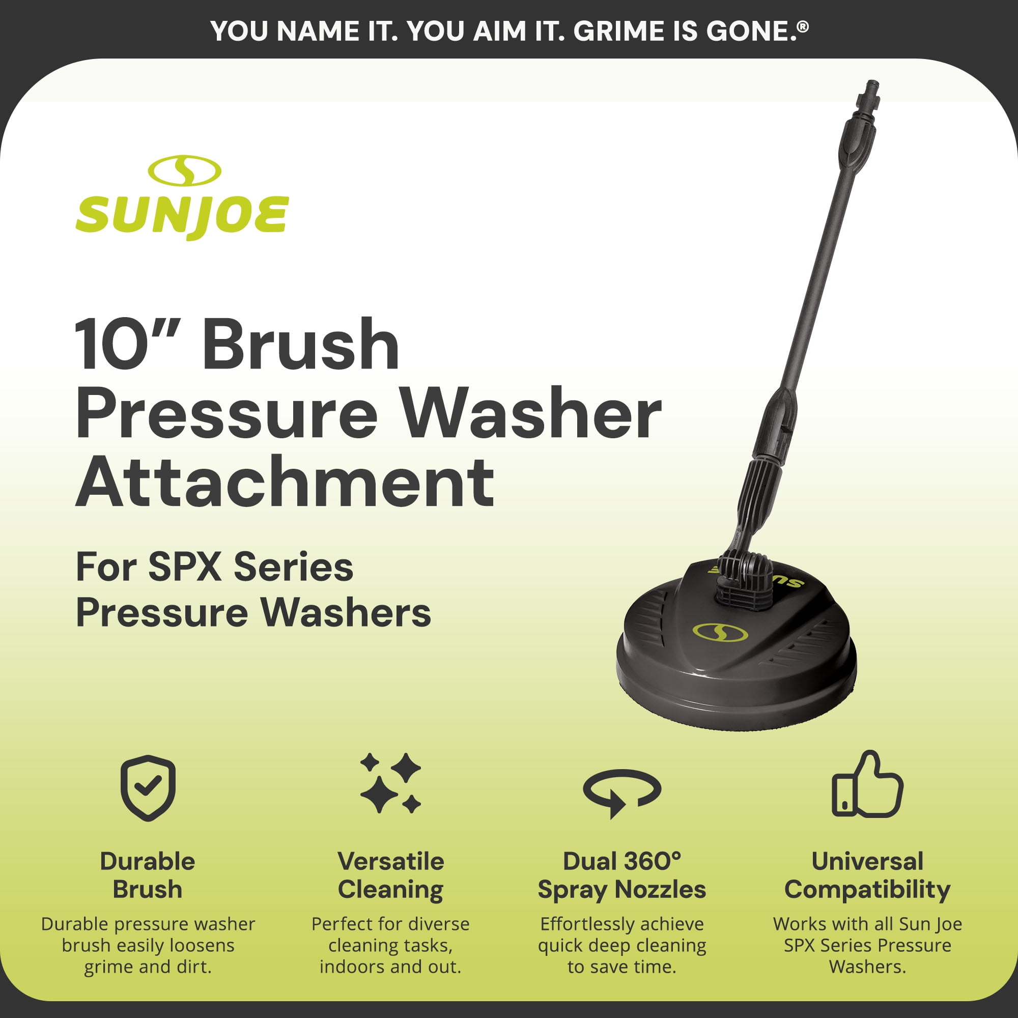 Sun Joe 10 Inch Pressure Washer Surface Cleaner Attachment (Green/Black, 10 in) 2bg1n