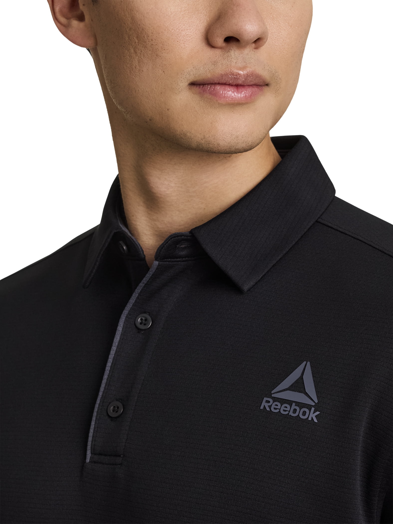 Reebok Men's Performance Polo Shirt, Moisture-Wicking Active Golf Top (Black, XS) glfl4