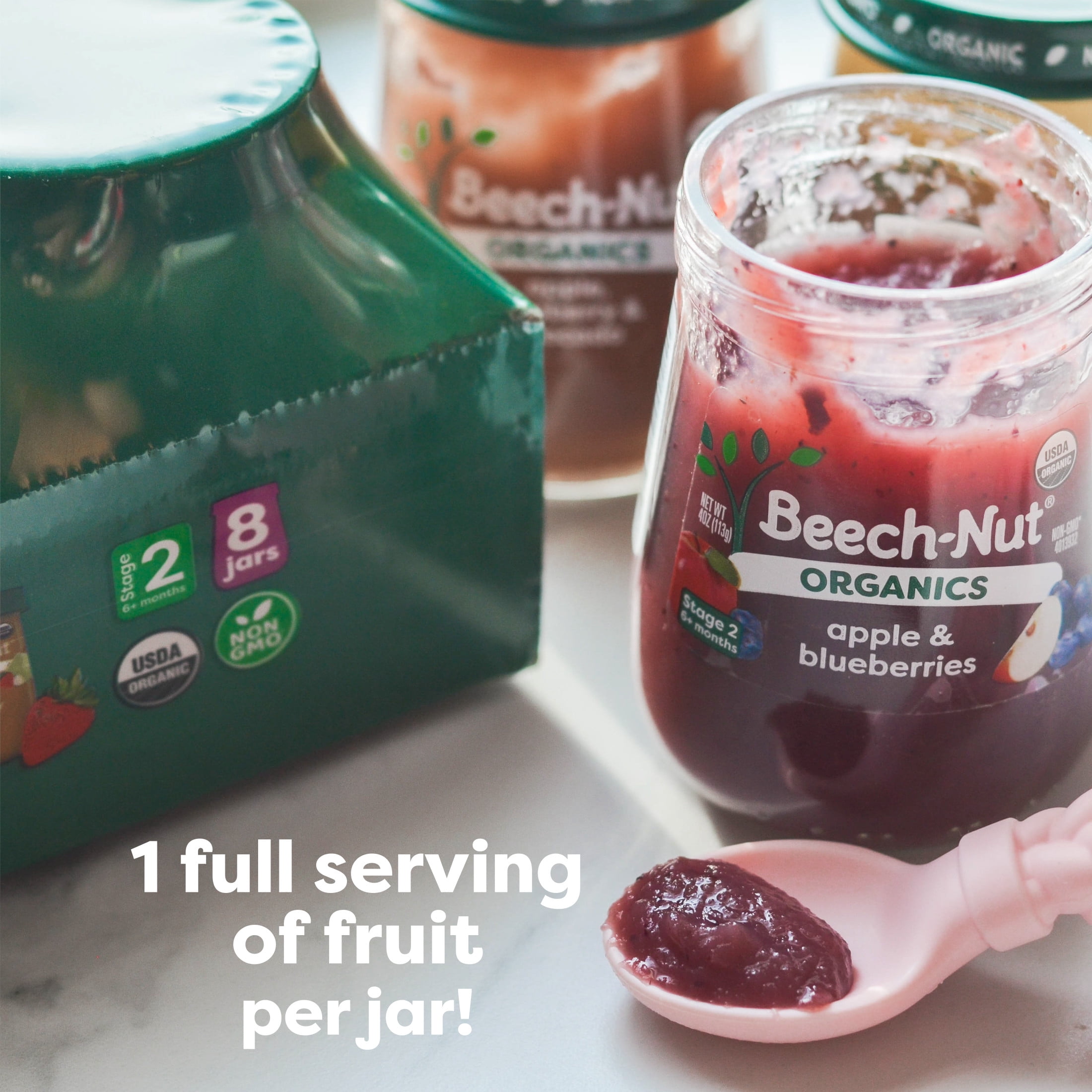Beech-Nut Organics Stage 2 Berry Lovers Baby Food Variety Pack (8 Pack, 4 oz Jars) iuj5d