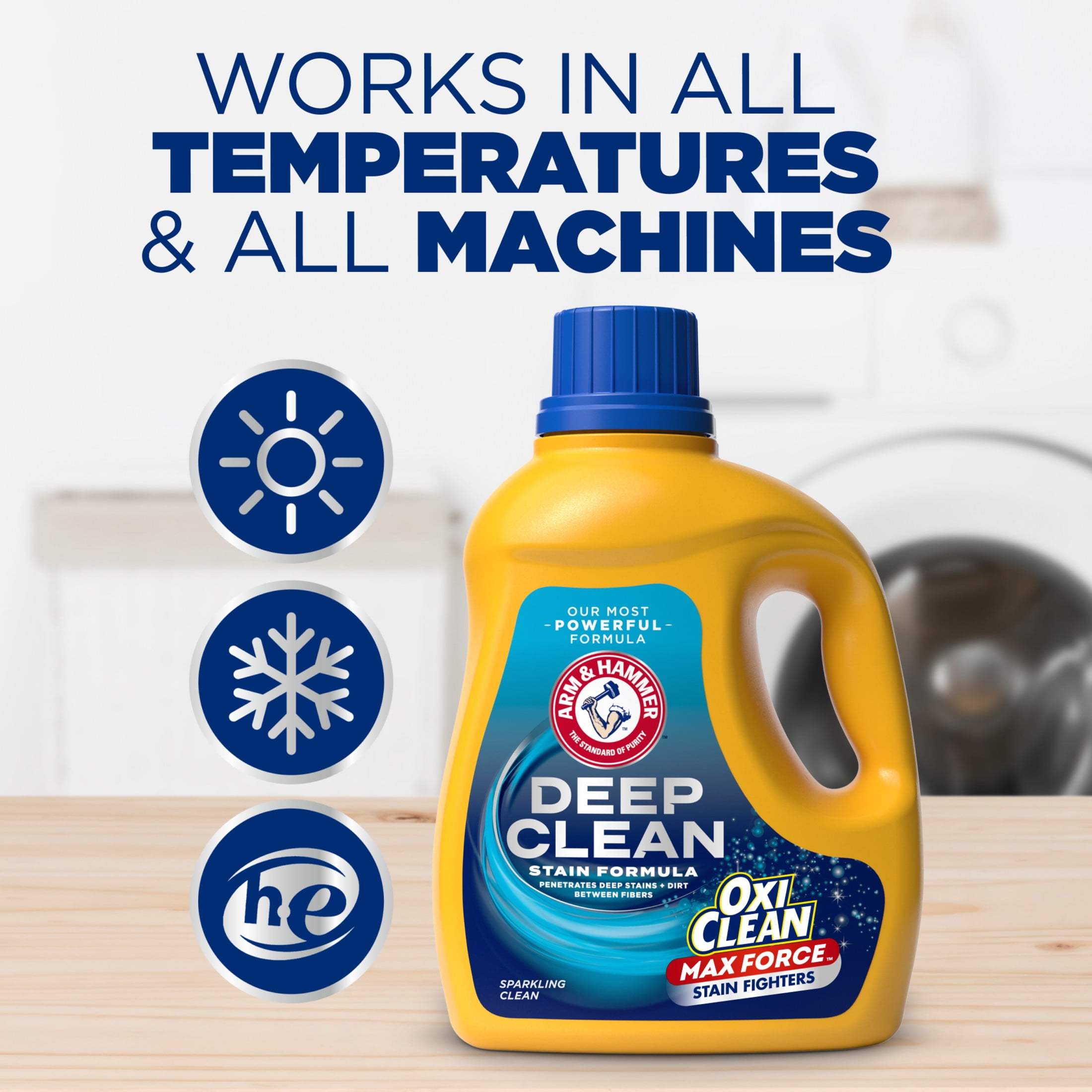 ARM & HAMMER Deep Clean OxiClean Max Force Liquid Laundry Detergent (Sparkling Clean, 75 fl oz) ls0ca
