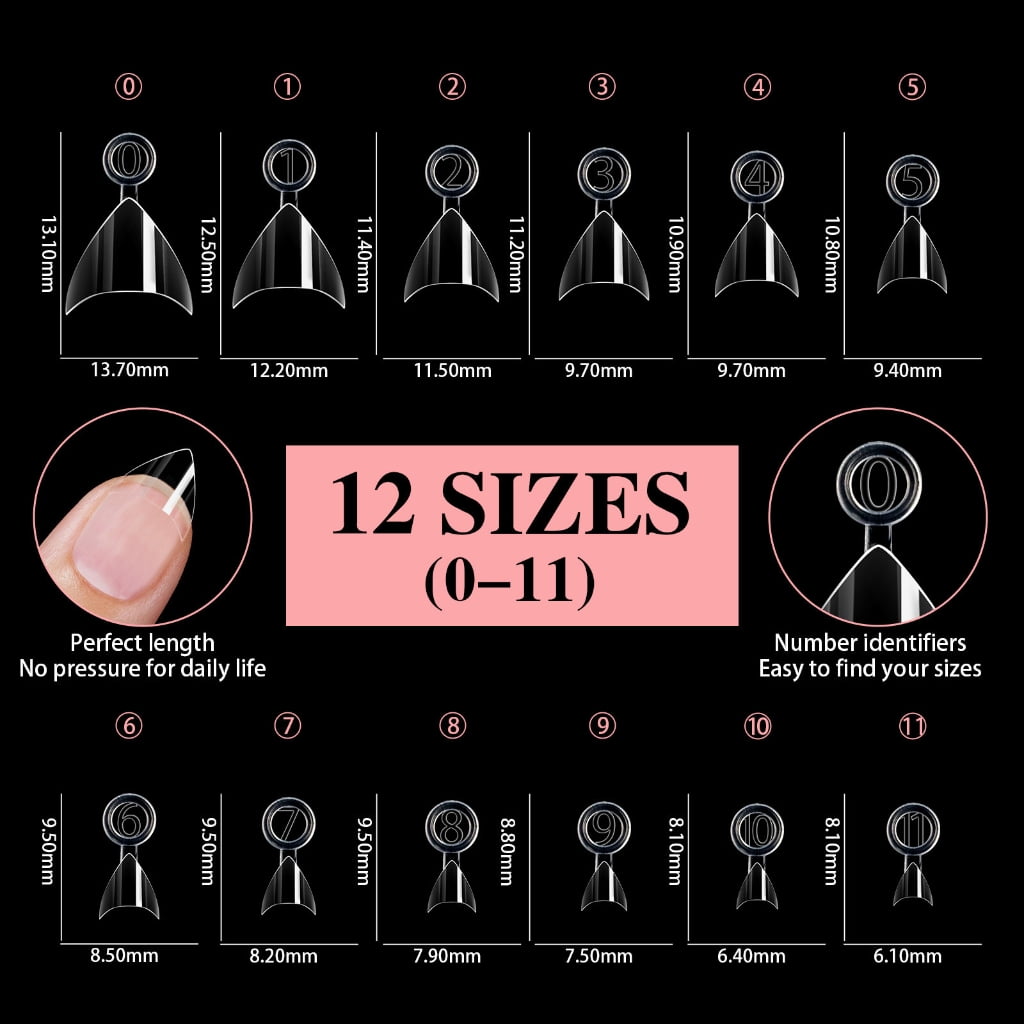 ROZYARD Clear Nail Tips for Acrylic Nails, Soft Gel Half Cover Tips (Clear, 600 Count) 7ogeb