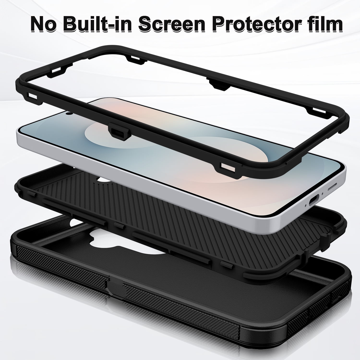 Petocase Samsung Galaxy S25 FE 5G Case, Rugged Shockproof 3-Layer Full Body Protective Cover (Black, 6.7 in) xw9f9