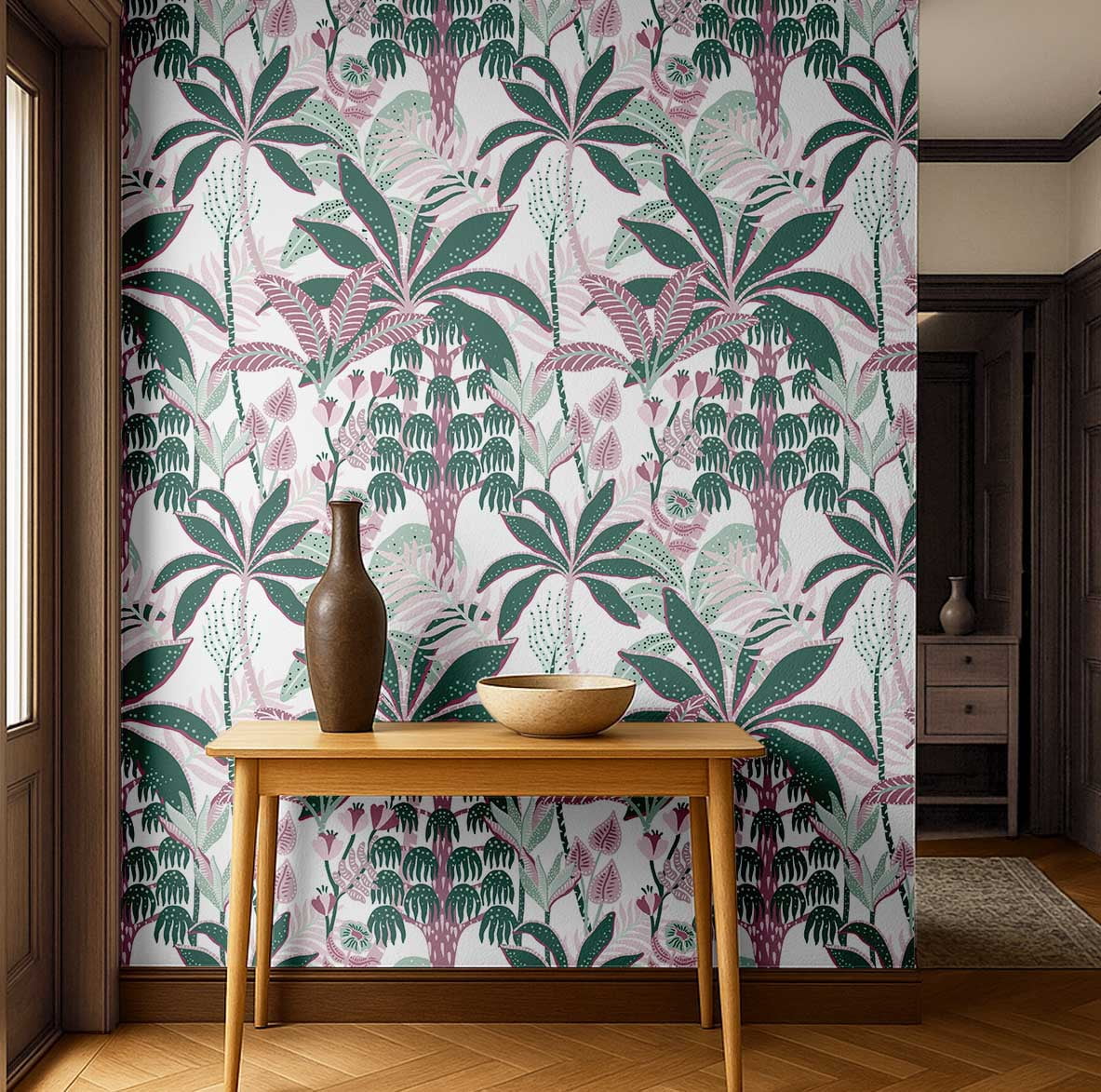 S4Sassy Tropical Banana Tree Peel and Stick Wallpaper, Removable Vinyl Wall Mural for Home Decor (Green, 25 in x 120 in) axl9n