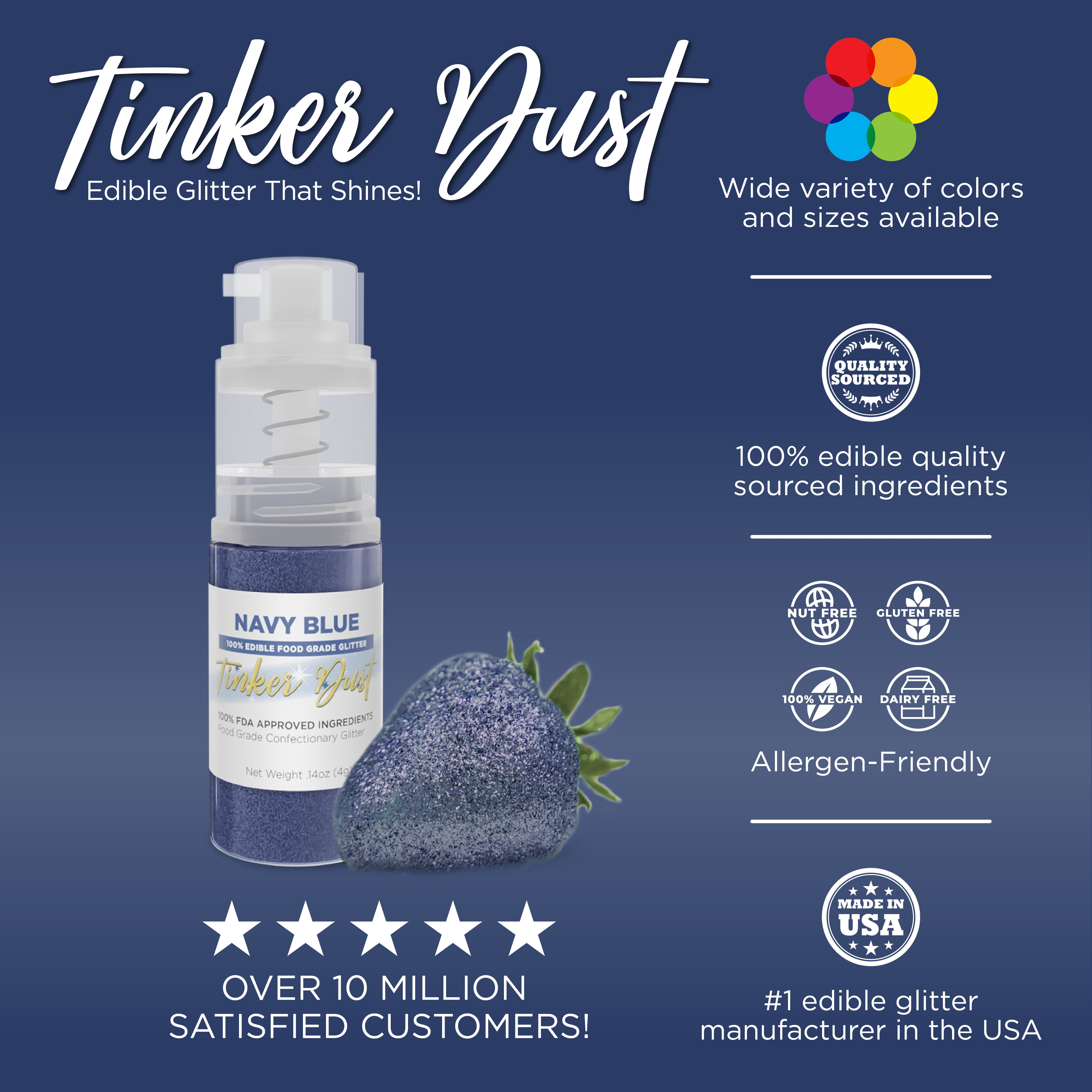 Bakell Tinker Dust Edible Glitter for Cakes and Drinks (Navy Blue, 0.9 oz) 5v2bx