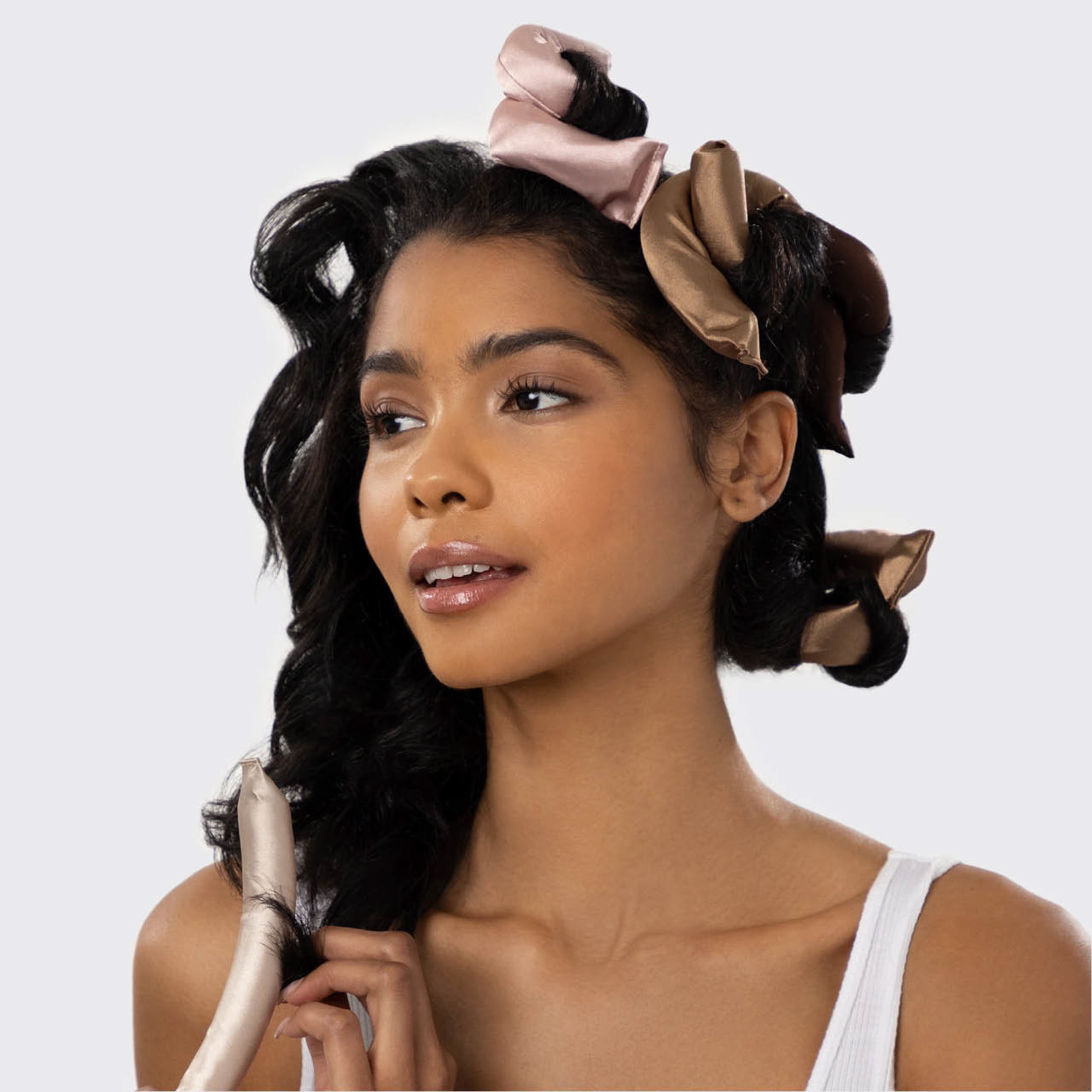 Kitsch Flexi Rods Heatless Hair Curler, Satin Covered Curling Rod (Rosewood, 6pcs) wtirl