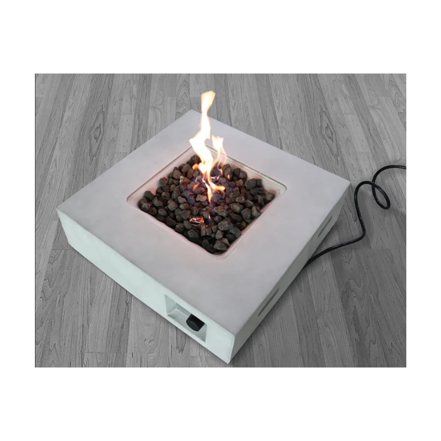 Living Source International Outdoor Concrete Fire Pit Table with Lid (Square, 11 in H x 30 in W) 5wl57
