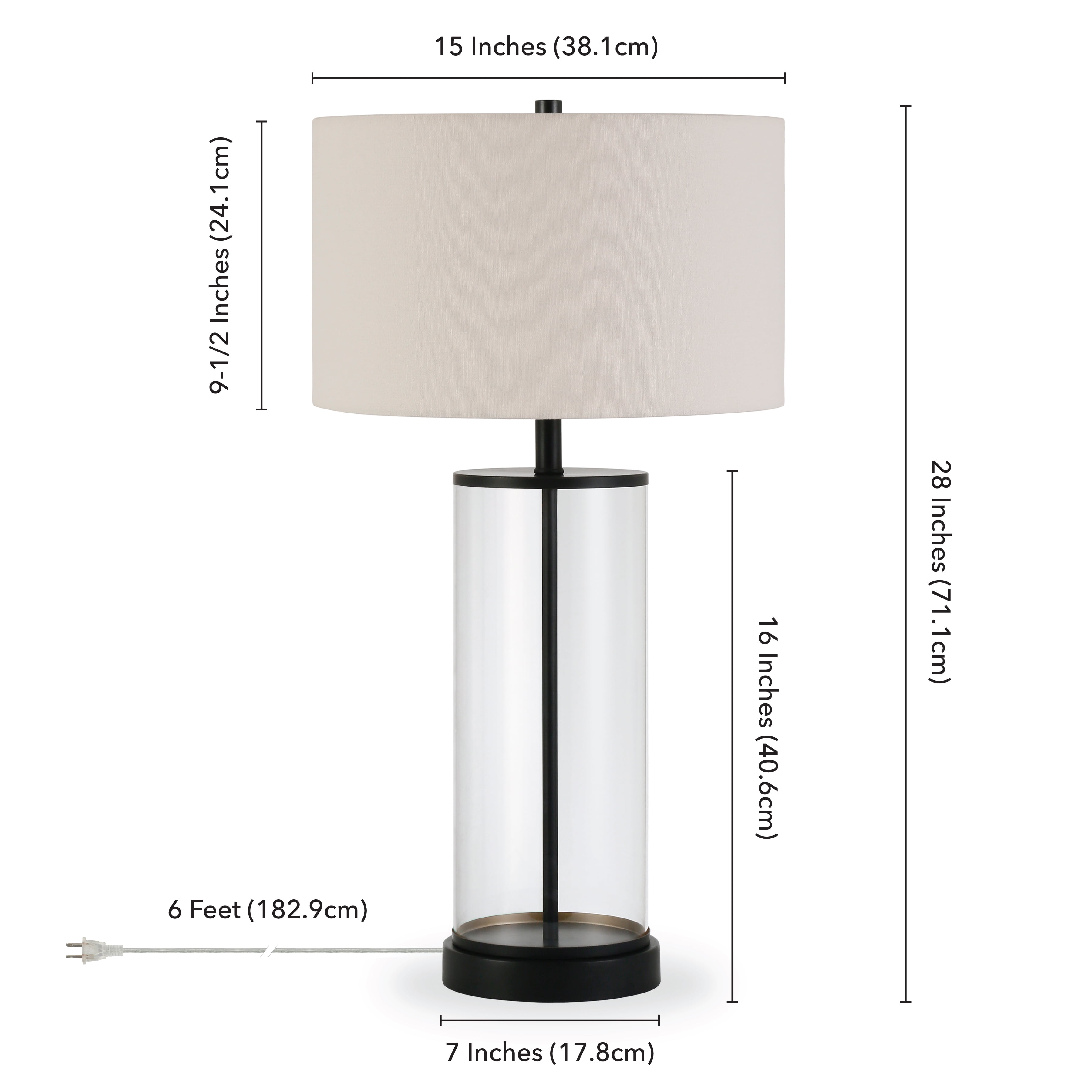 Evelyn&Zoe Traditional Metal Table Lamp with White Linen Drum Shade (27 in) ajxcy
