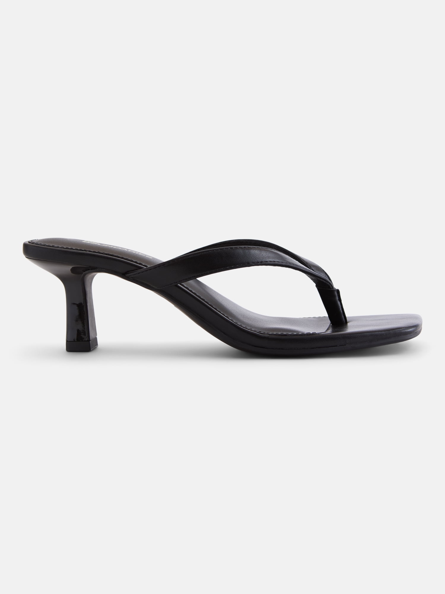 No Boundaries Women's Kitten Heel Thong Sandals (Black, 8 in) xskvb