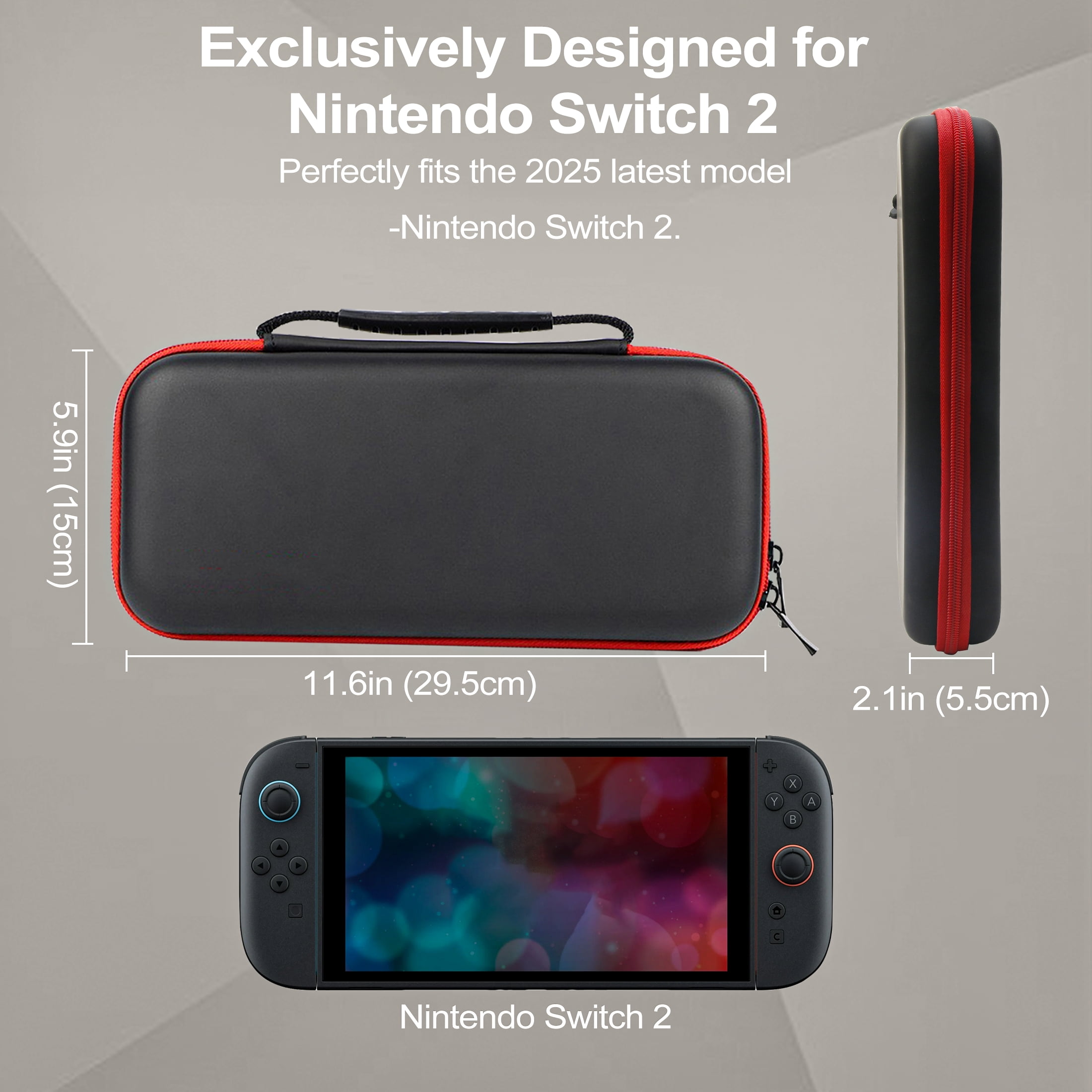 YUOY Carrying Case for Nintendo Switch 2 (2025), Hard EVA Travel Protective Storage Bag with Screen Protector (Black, 1 Pack) kvp0u