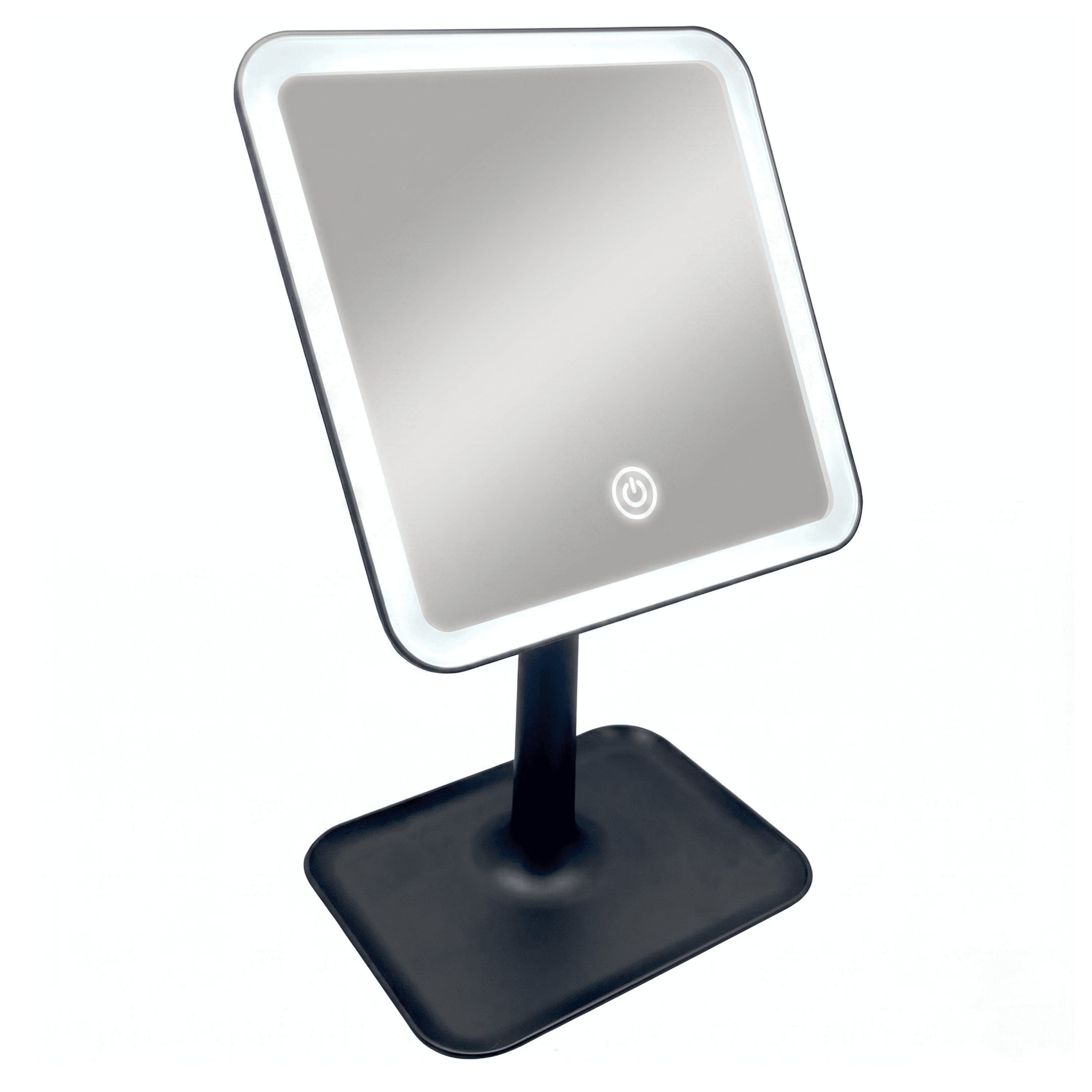 Mainstays LED Lighted Vanity Makeup Mirror with 5X Magnification and Storage Tray (Black, 1 Unit) vwn10