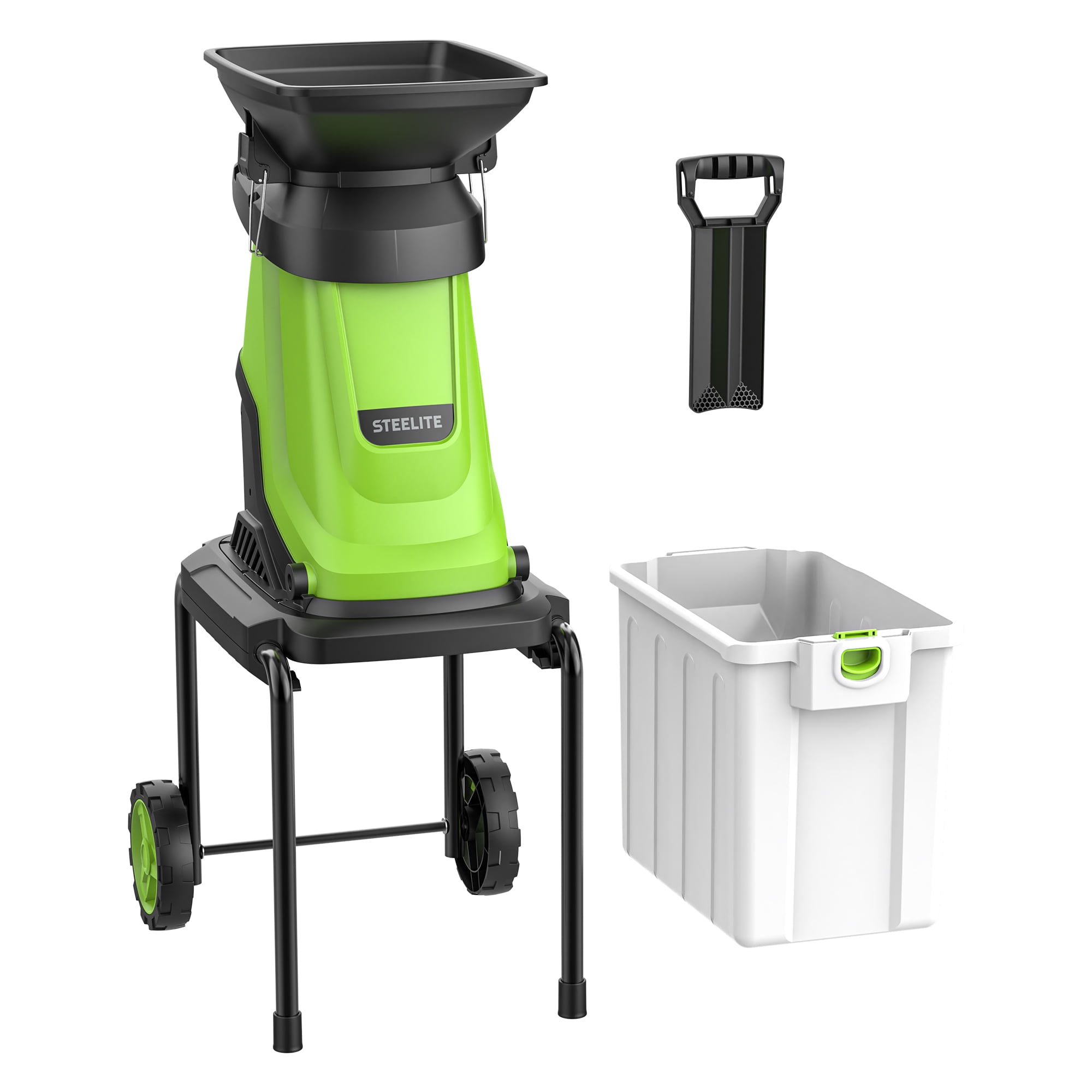Steelite Electric Wood Chipper Shredder, 15-Amp Corded Leaf Mulcher with 13.2 gal Collection Bin (1.75 in Cutting Diameter) 0zyse