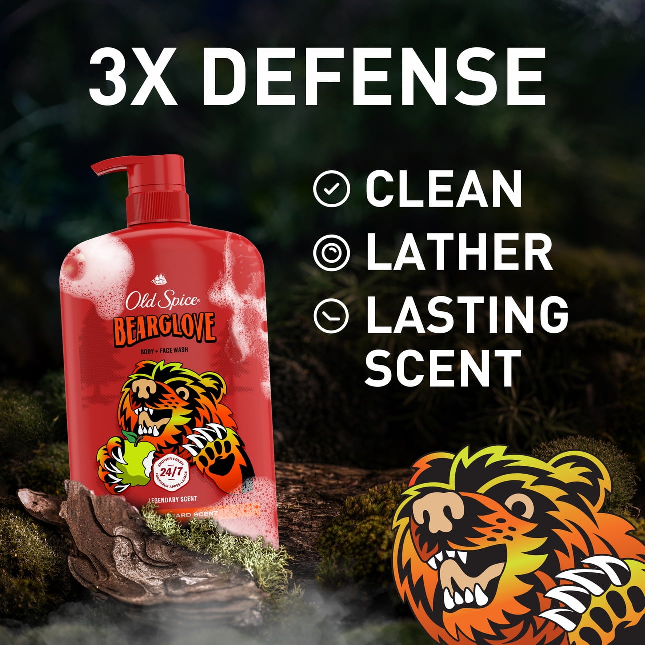 Old Spice Men's Body Wash, Bearglove Scent, Long-Lasting Freshness, 33.4 fl oz hgg96