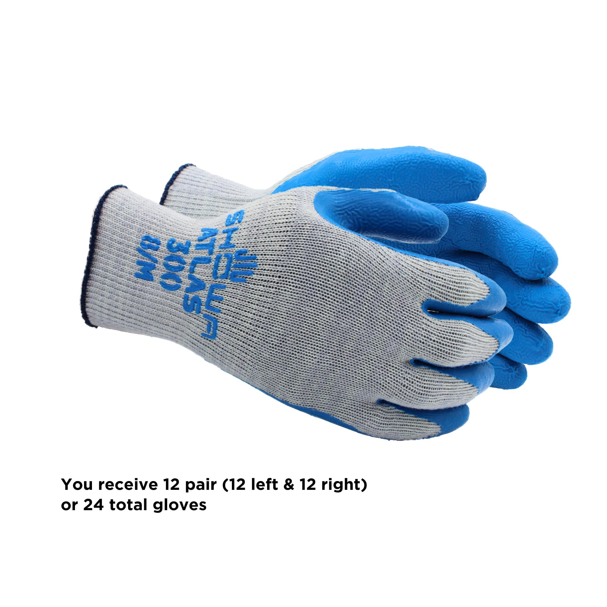 Showa Atlas Fit General Purpose Gloves, Durable Rubber Coated Work Gloves (Blue/Gray, Large, 2 Pair) rz2ei