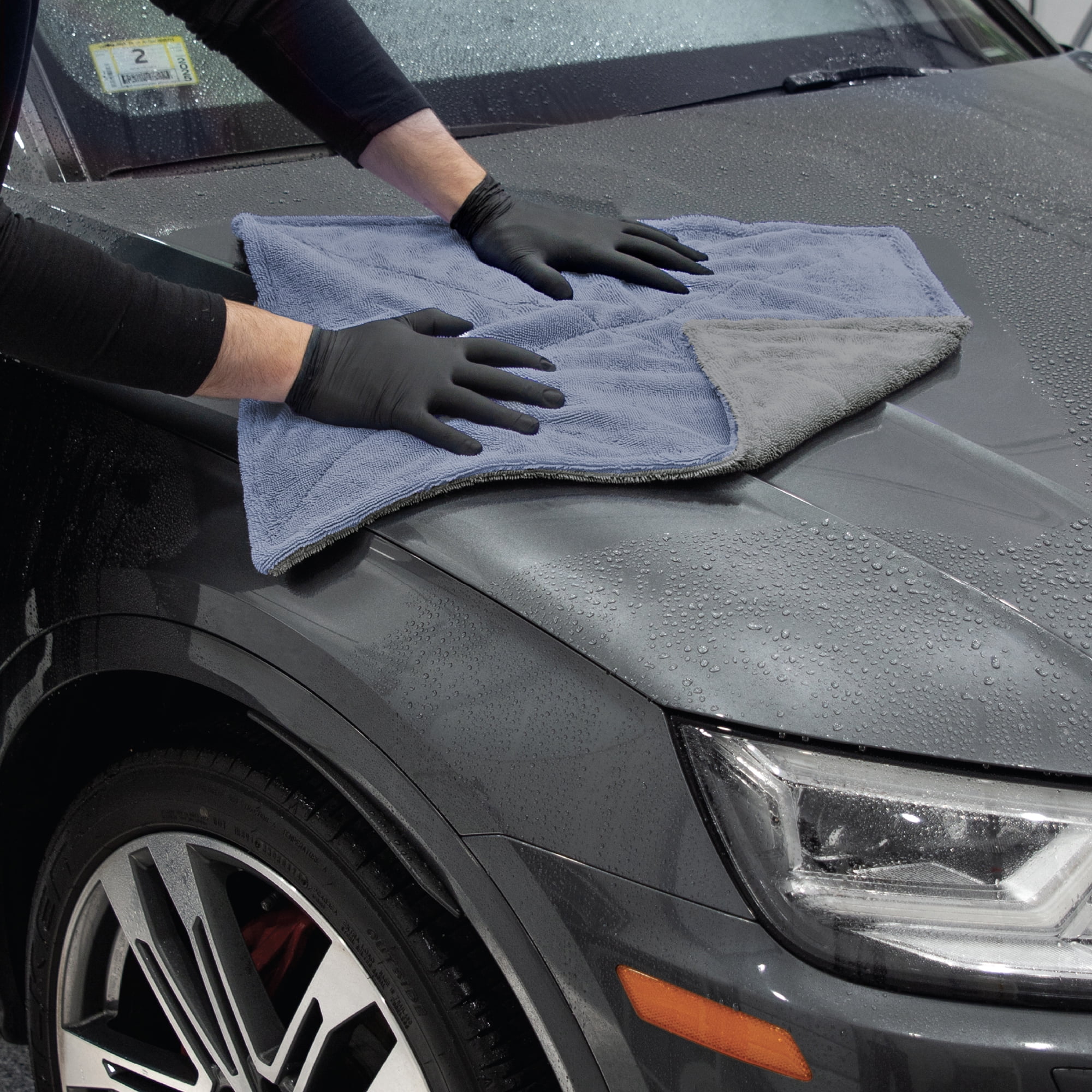 Platinum Series Pro Spec Car Drying Towel, Edgeless Twisted Loop Microfiber, High Absorbency (Grey, 18 in x 24 in, 2 Pack) g7jxq