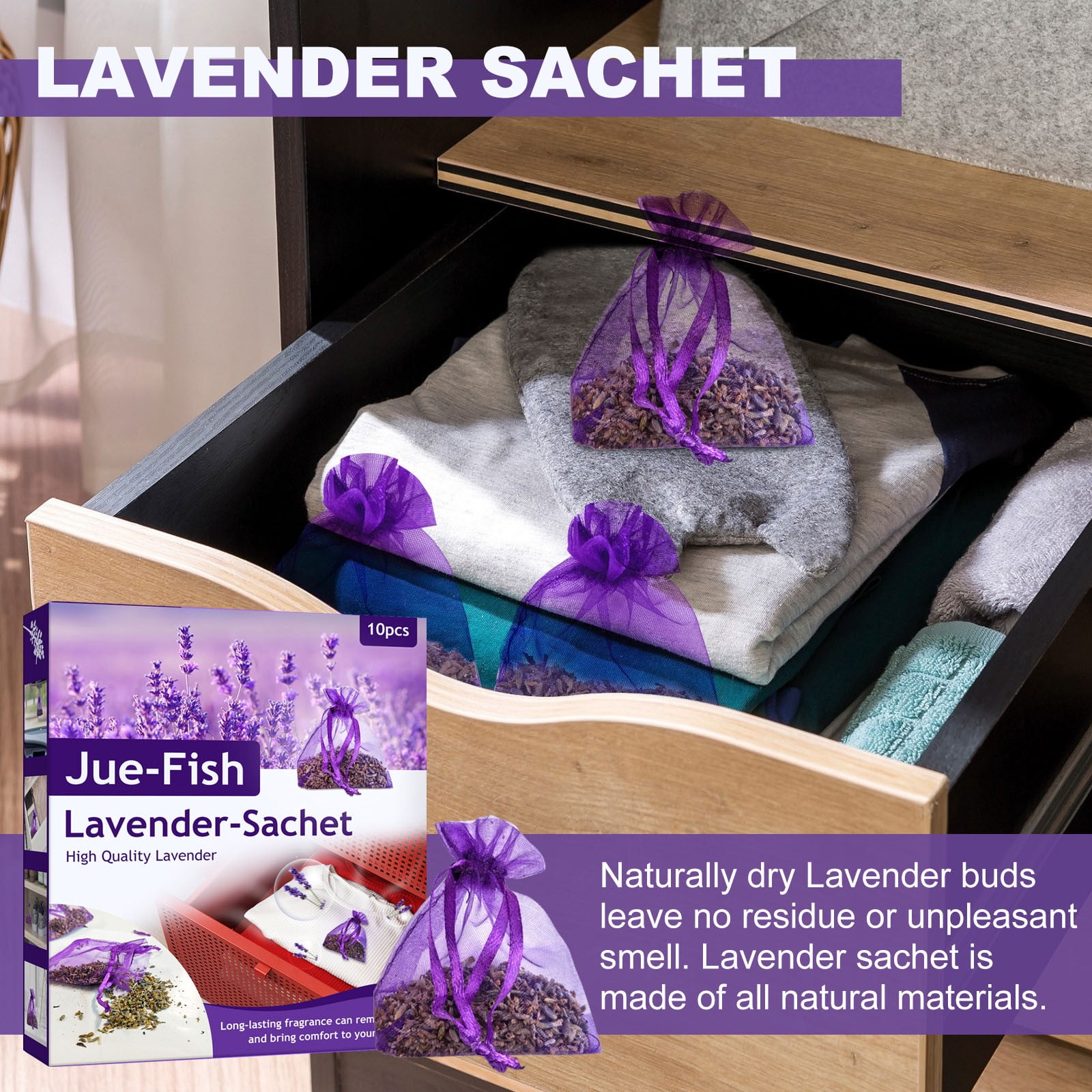 TOPRenddon Natural Lavender Sachet Bags for Closet and Car (10 Pack, 4 in) 9fput