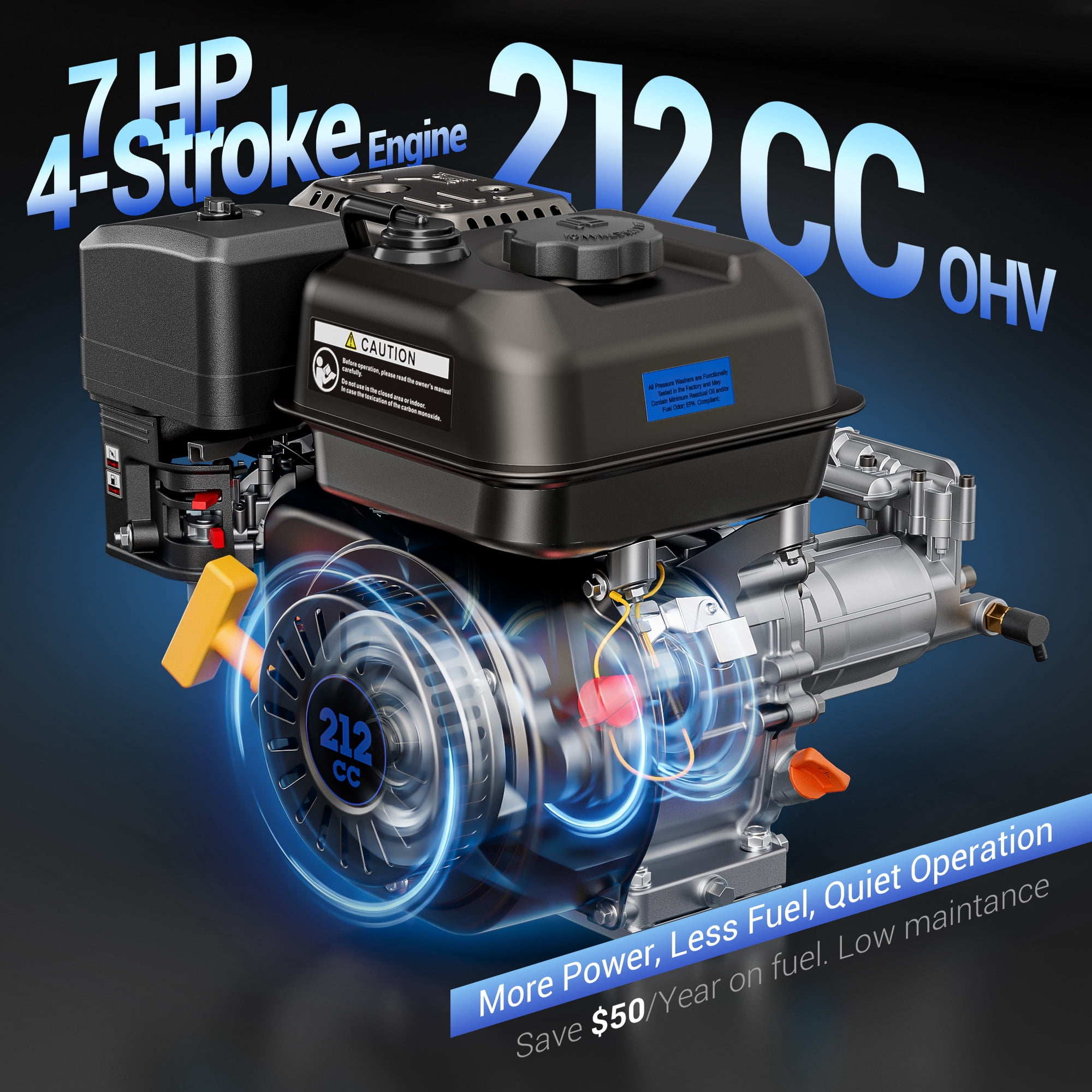 Efurden 3500 PSI Gas Pressure Washer, 212cc Engine 2.3 GPM High-Power Cleaner with 4 Quick-Connect Nozzles (Blue, 25 ft Hose) uvdru