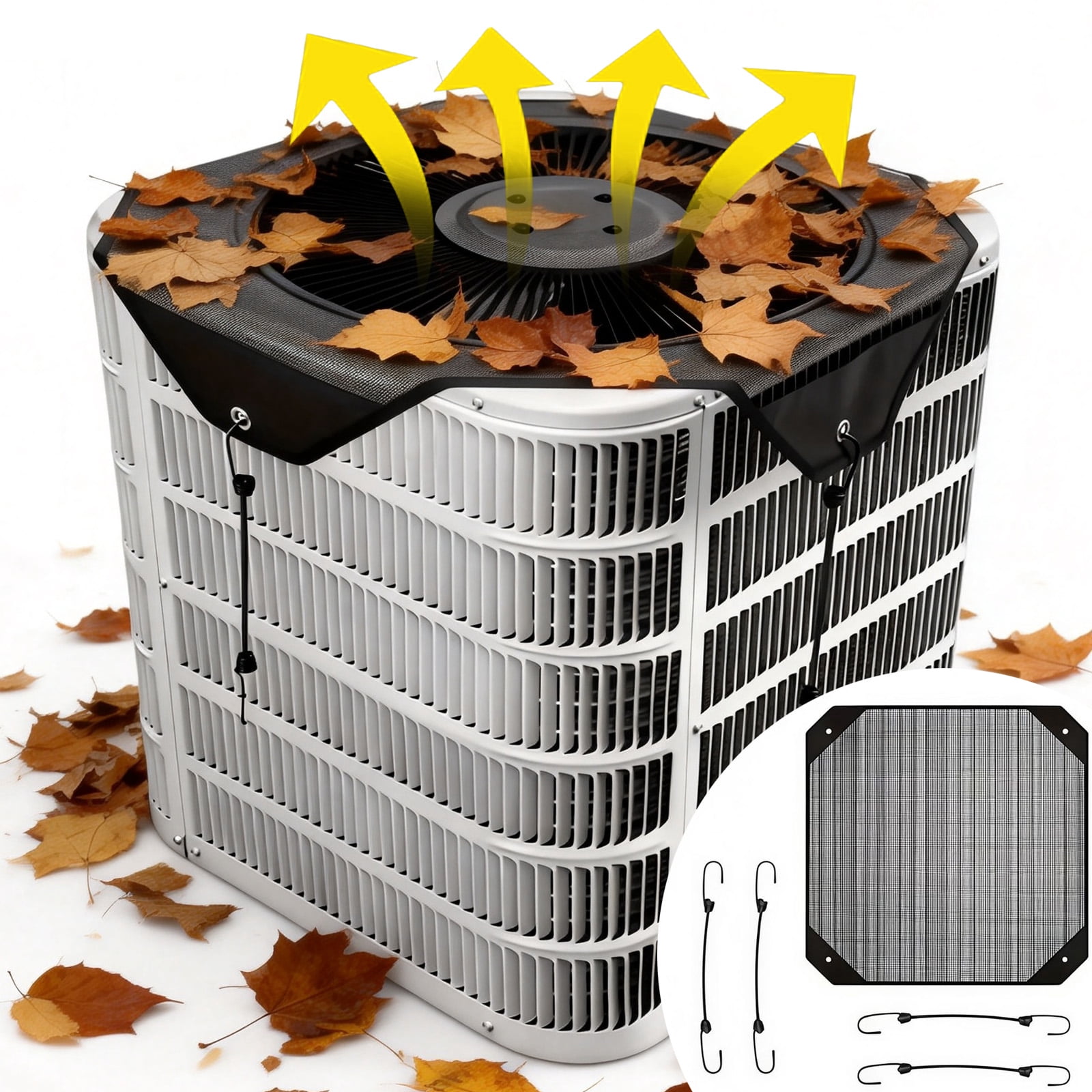 FullPetMoon Air Conditioner Cover for Outside Units, Universal Mesh AC Defender (White, 28 x 28 in) somck