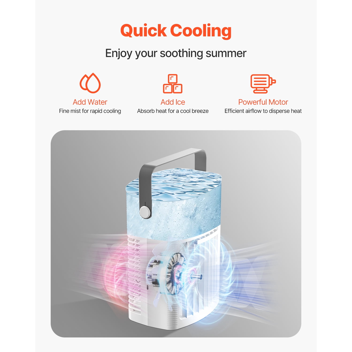 KFFKFF Compact Portable Air Cooler, 4-in-1 Desktop Cooling Fan with Remote Control and Humidifier (White, 33.8 fl oz) cih1n