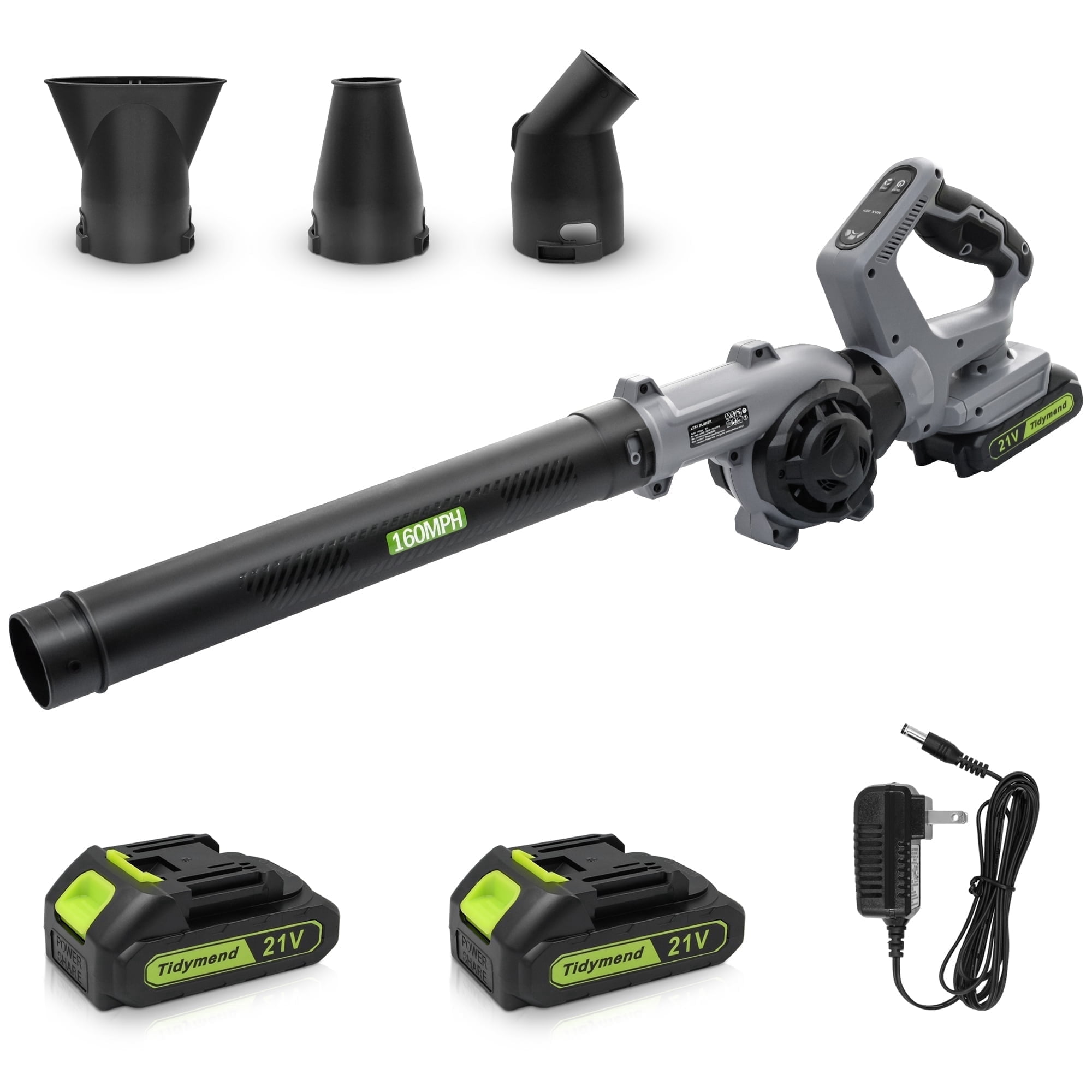 Sentryse 20V Cordless Leaf Blower, Lightweight Electric Yard Sweeper with 2 Batteries and 3 Nozzles (1.87 lb) 6otep