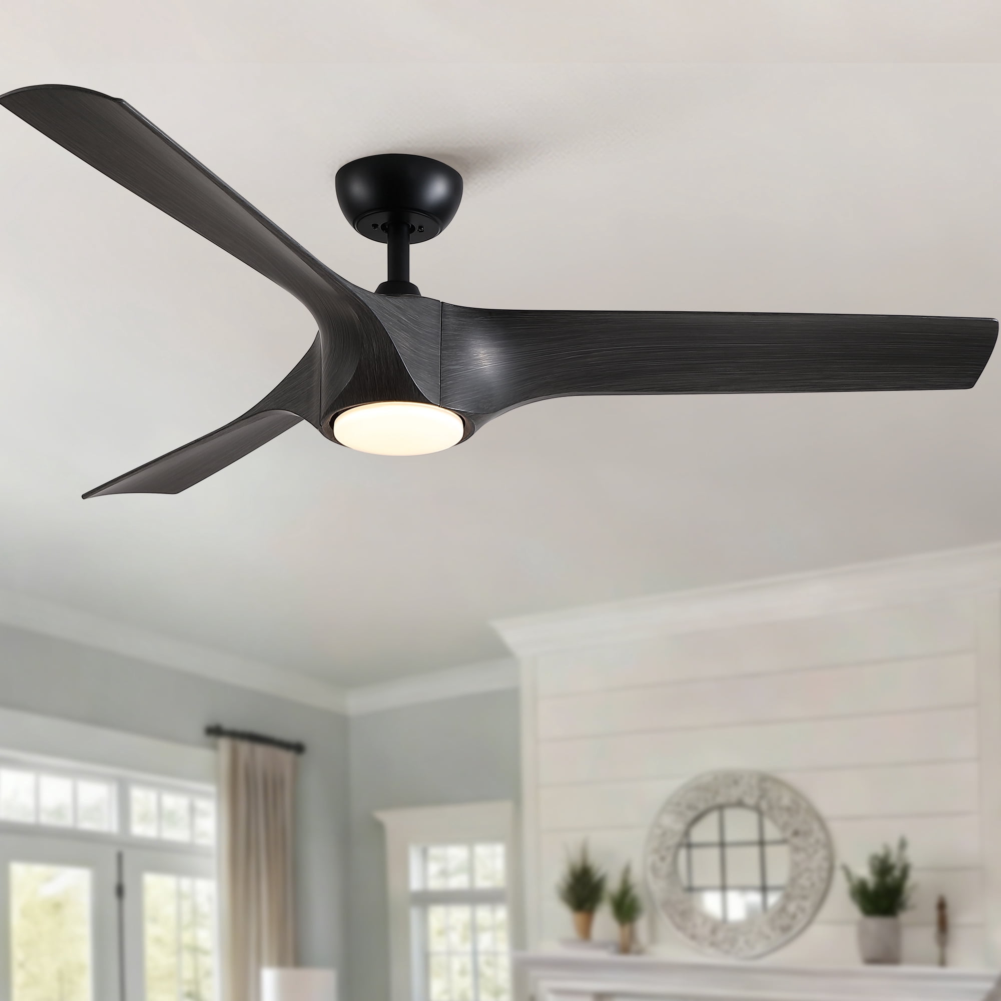LiviNest 56 in Ceiling Fan with Dimmable LED Light and Remote Control (Matte Black, 56 in) gojb4