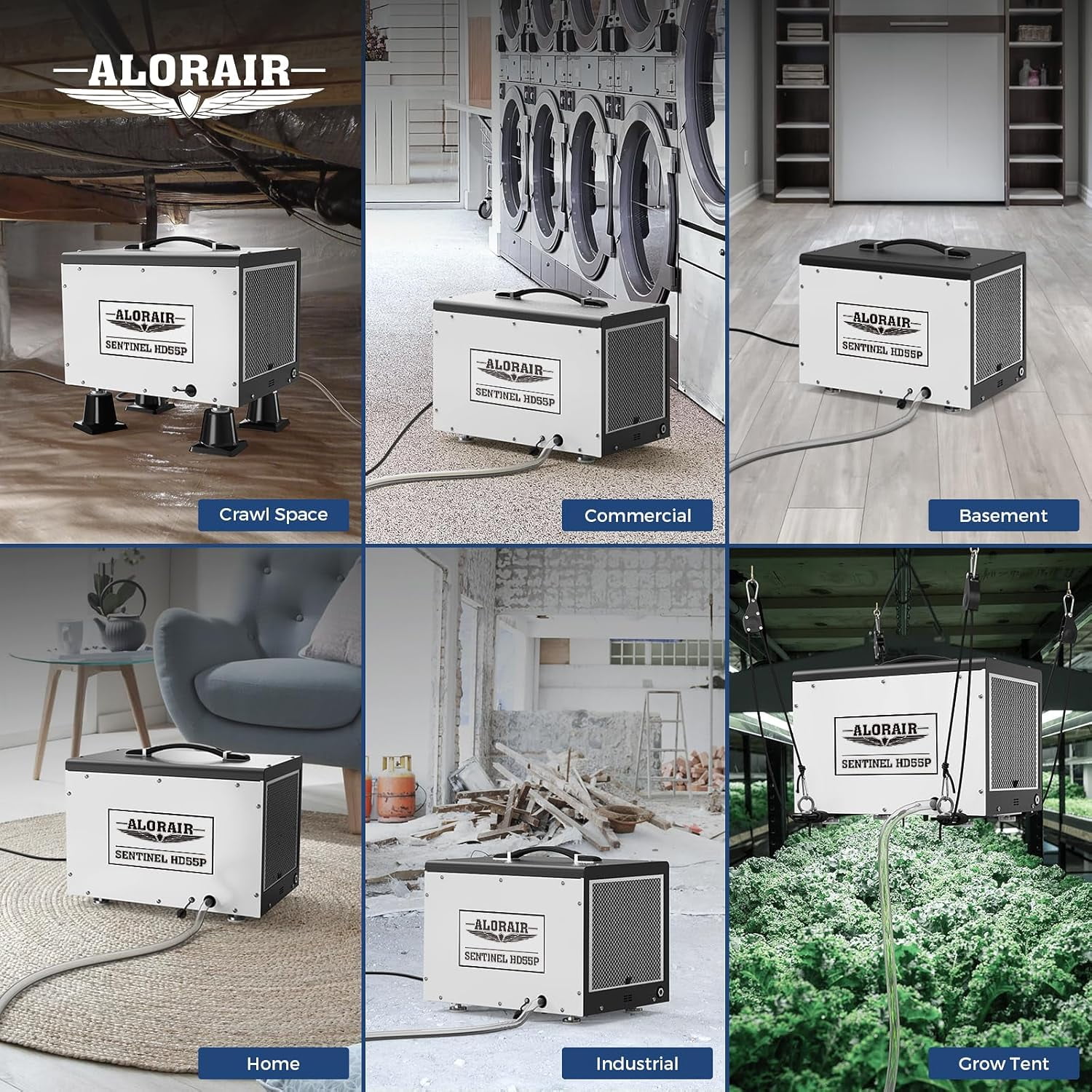 AlorAir Crawl Space Dehumidifier, 120 PPD Commercial Basement Dehumidifier with Pump and Drain Hose (White, 17.64 x 11.69 x 11.85 in) ev0bq