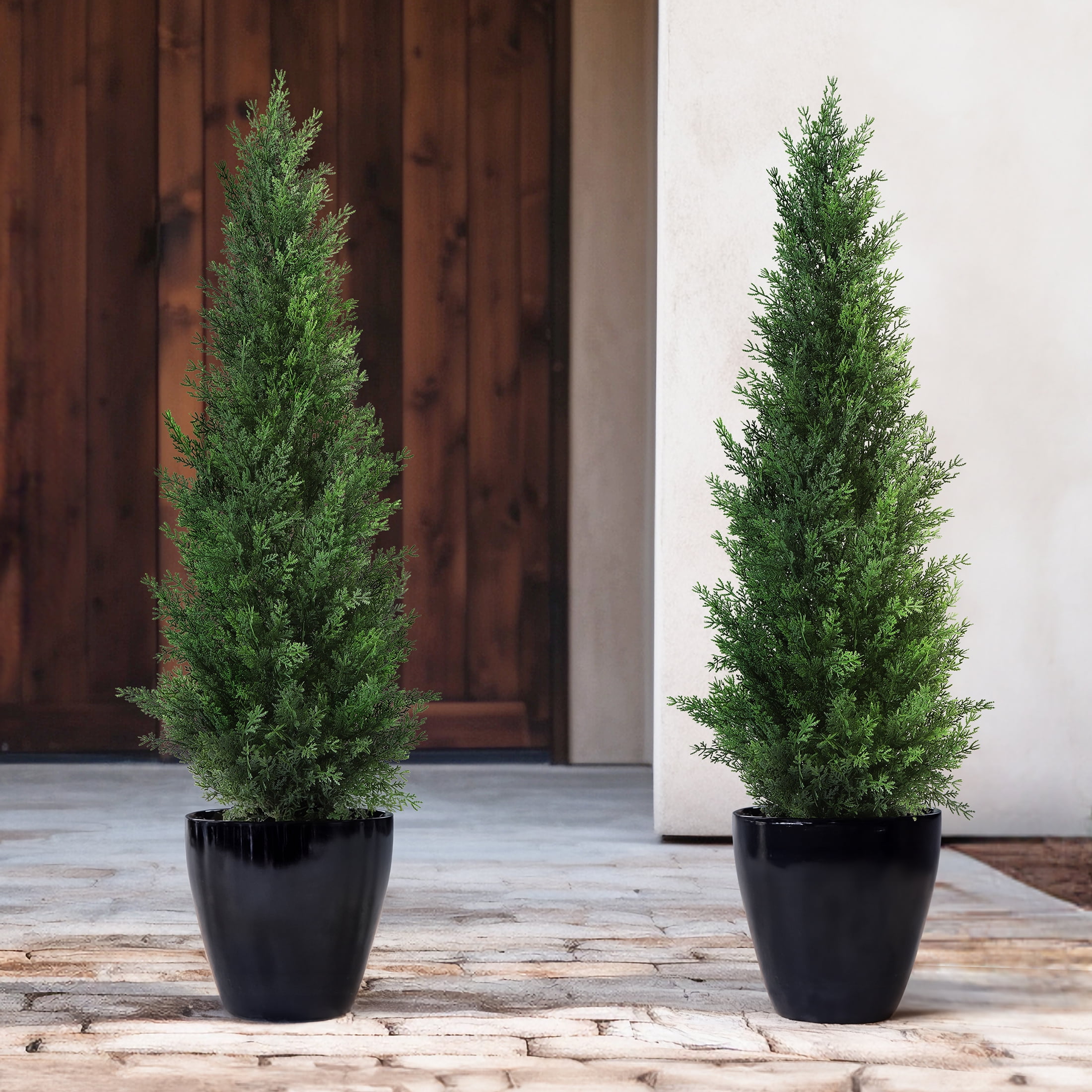 DR.Planzen Artificial Cedar Topiary Tree UV-Resistant Outdoor Potted Plant (Green, 3 ft, 2 Pack) v742q