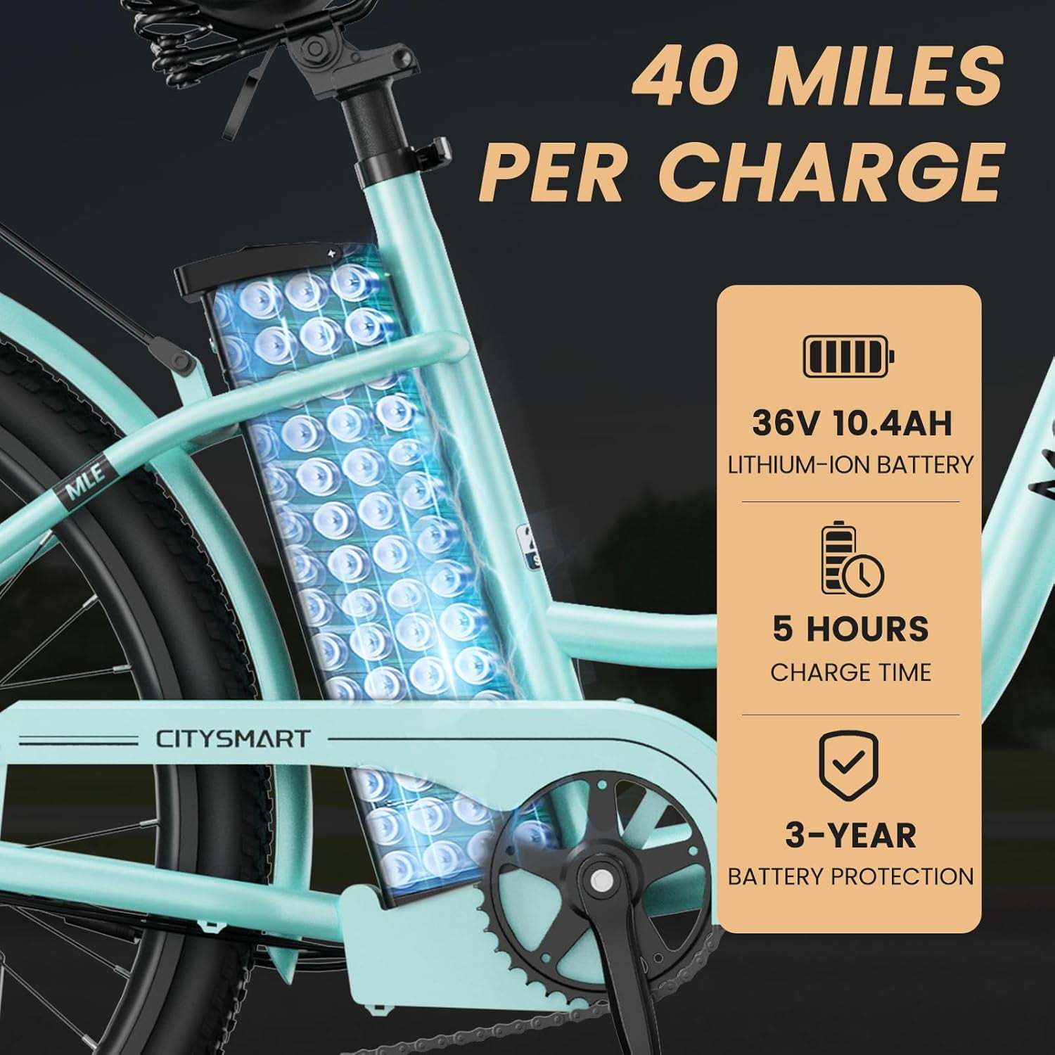 MOONCOOL Electric Bicycle for Adults, 350W Commuter Ebike with 36V 10.4Ah Removable Battery (7-Speed, 40 Miles Range) yrn4k