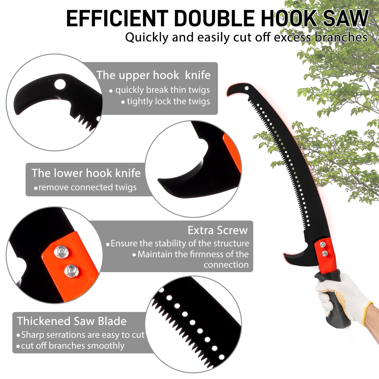 Zimtown Extendable Pole Saw for Tree Trimming (Orange, 24 ft) x57ax