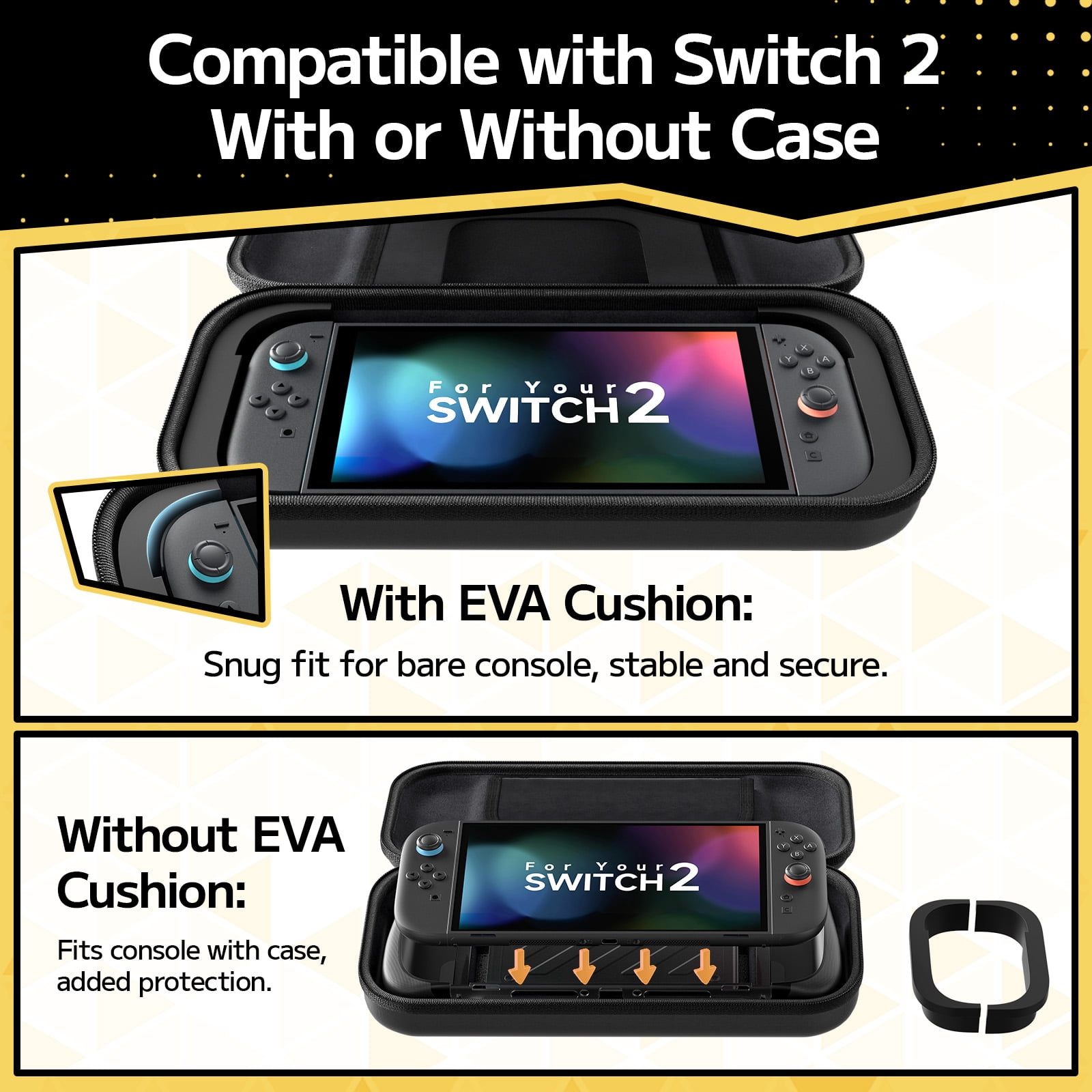 JSAUX Carrying Case for Nintendo Switch 2 Hard Shell Protective Travel Organizer (Black) 97m81