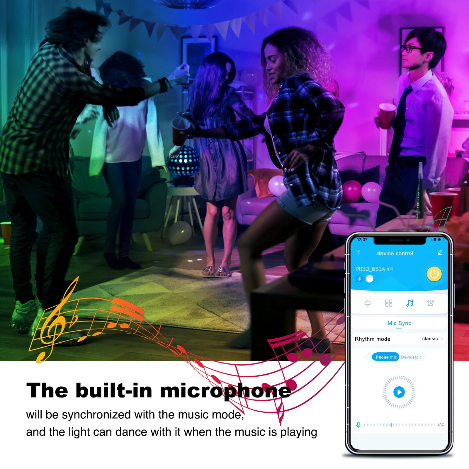 DAYBETTER LED Strip Lights, Music Sync RGB Color Changing Lights with APP and Remote Control (Multicolor, 100 ft) r7p78
