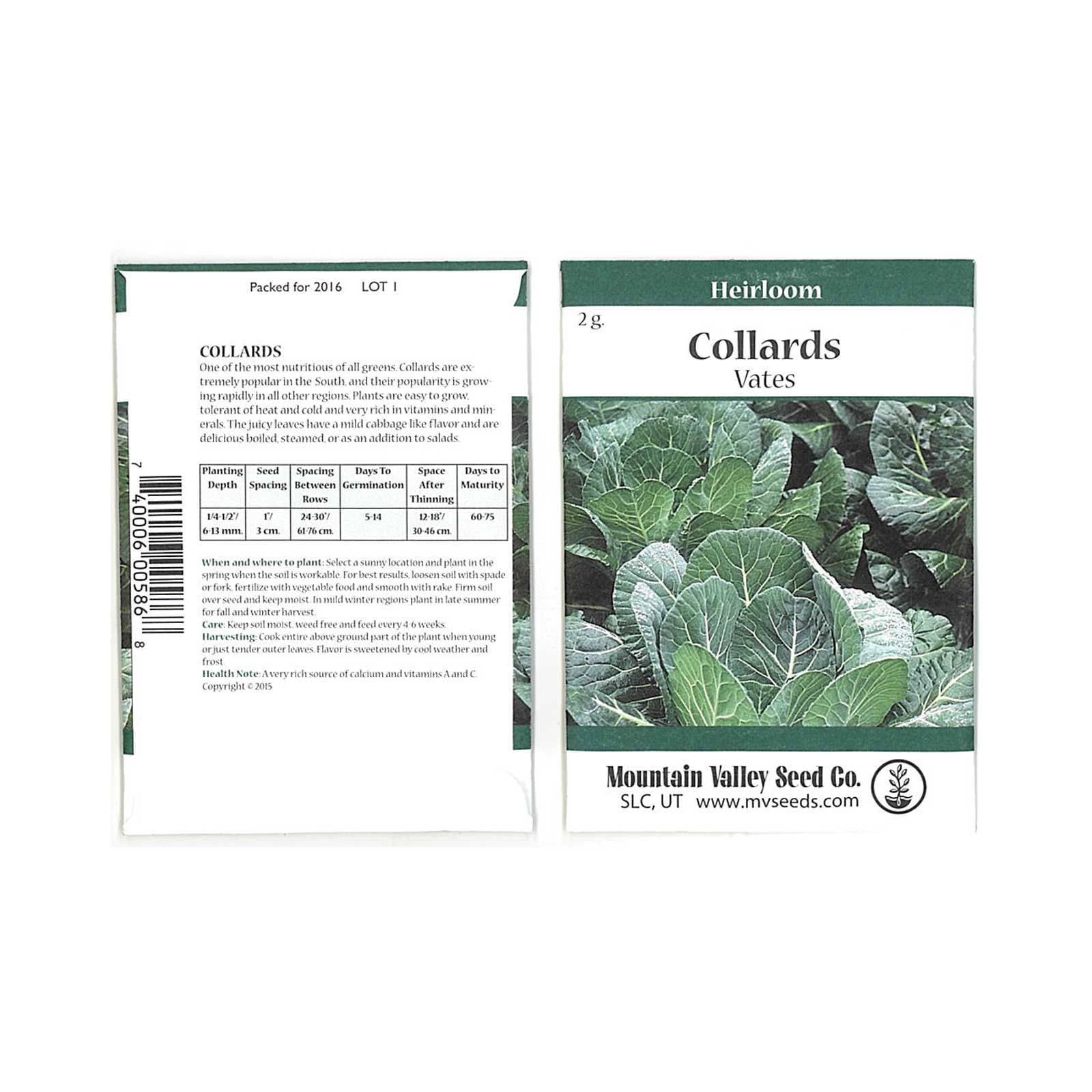 Mountain Valley Seed Company Vates Collard Greens Seeds for Heirloom Microgreens and Vegetable Gardening (0.2 oz) eof4p