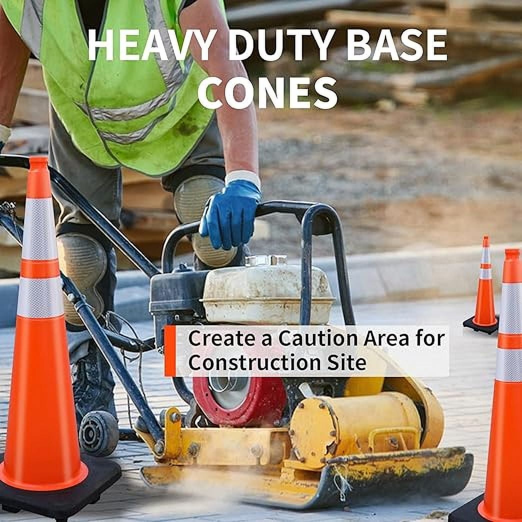 BESEA 36 in PVC Traffic Safety Cones, High-Visibility Reflective Road Markers for Construction and Parking (Orange, 6 Pack) fq1y1 - Image 4