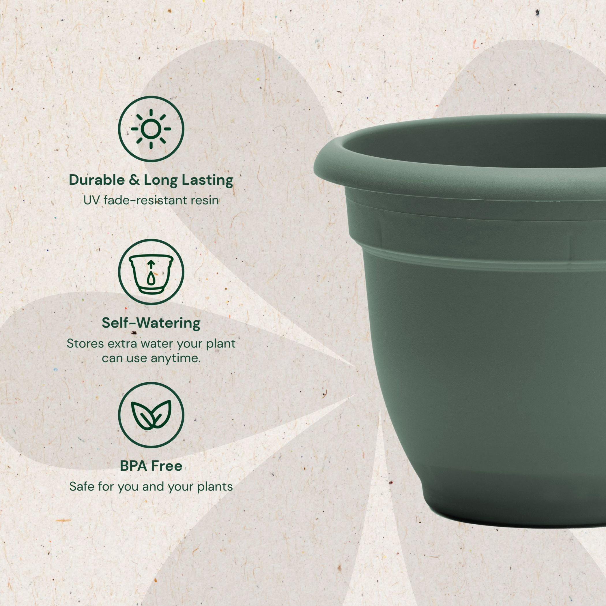 Bloem Ariana Self-Watering Plastic Planter Pot (Green, 6 in) ist7e