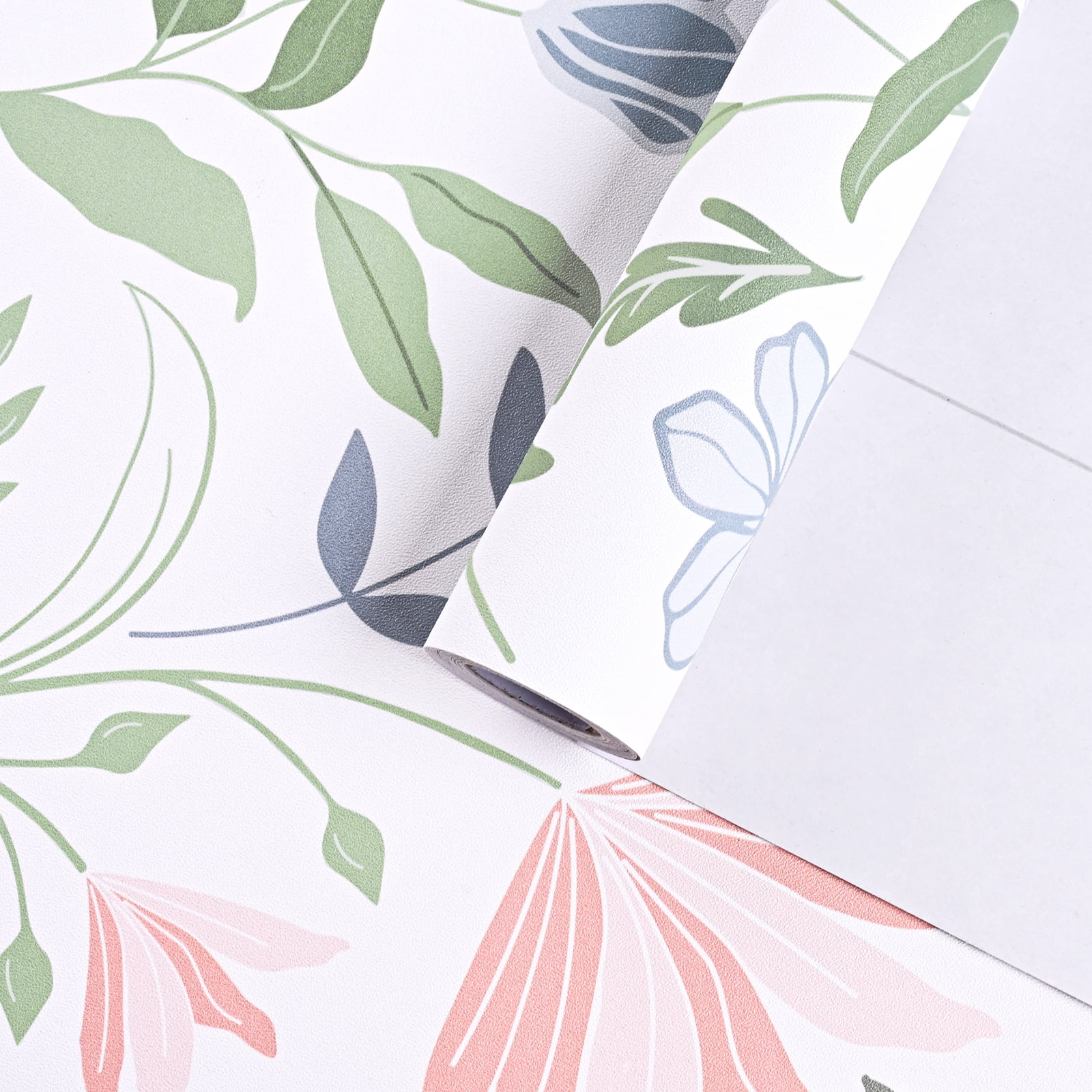 DAZLUTE Peel and Stick Adhesive Wallpaper, Removable Floral Contact Paper for Furniture and Walls (Green, 17.72 in x 118 in) 0dqo0