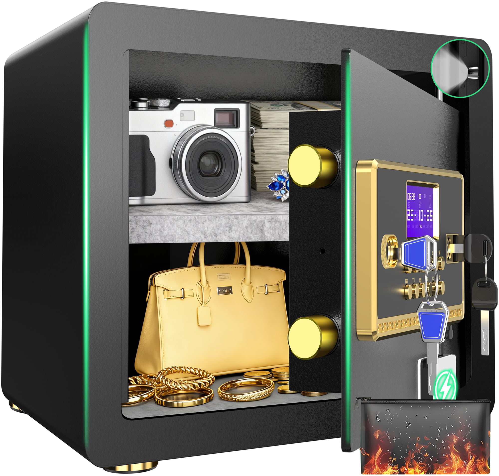 RYCUZO Home Security Safe Box with Digital Keypad and Adjustable Shelf (Black, 1.5 cu ft) e6jtl