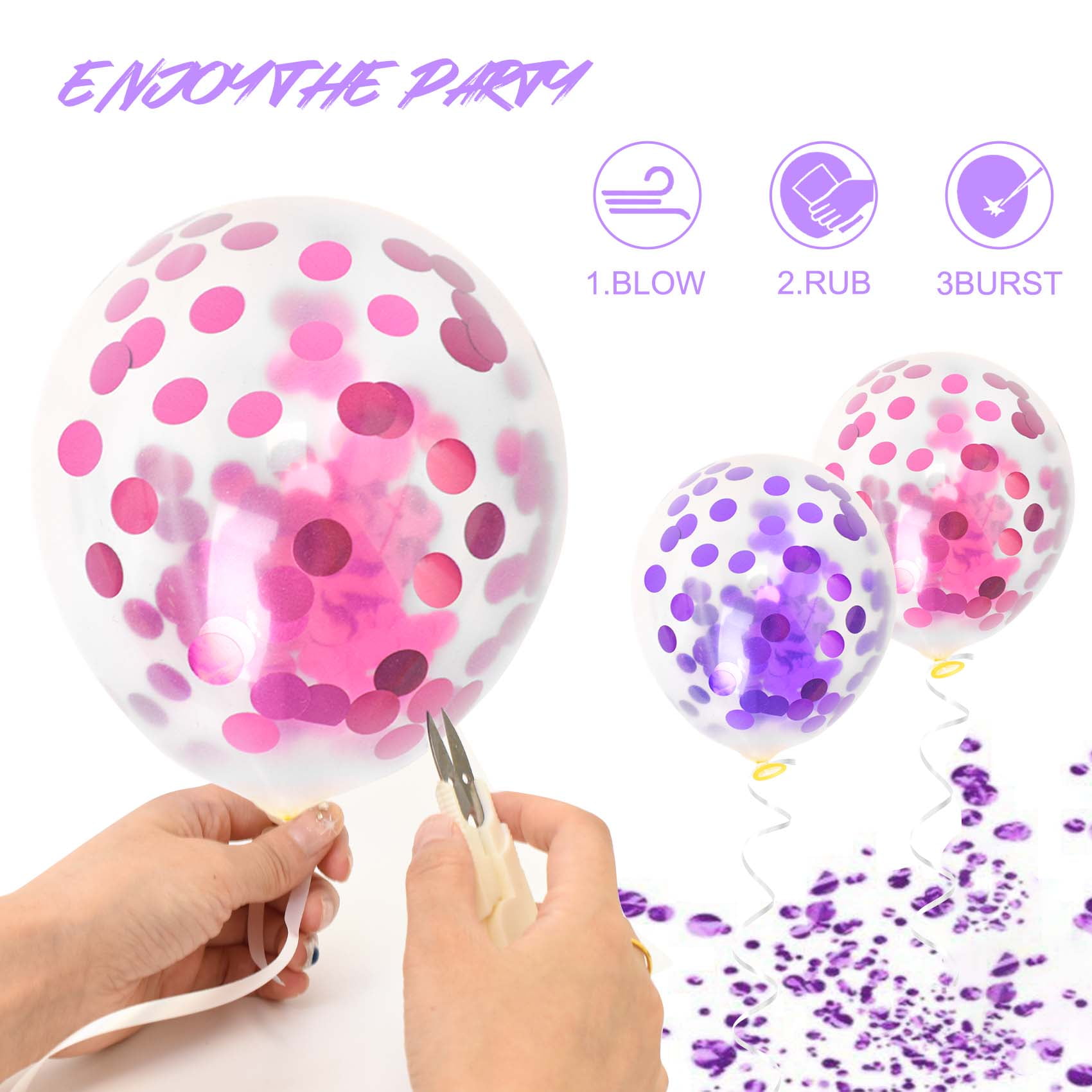 Lnrkai 50-Pack Latex Balloon Set for Party Decorations, Vibrant Pink and Purple Helium-Ready Balloons (12 in) yfp4a