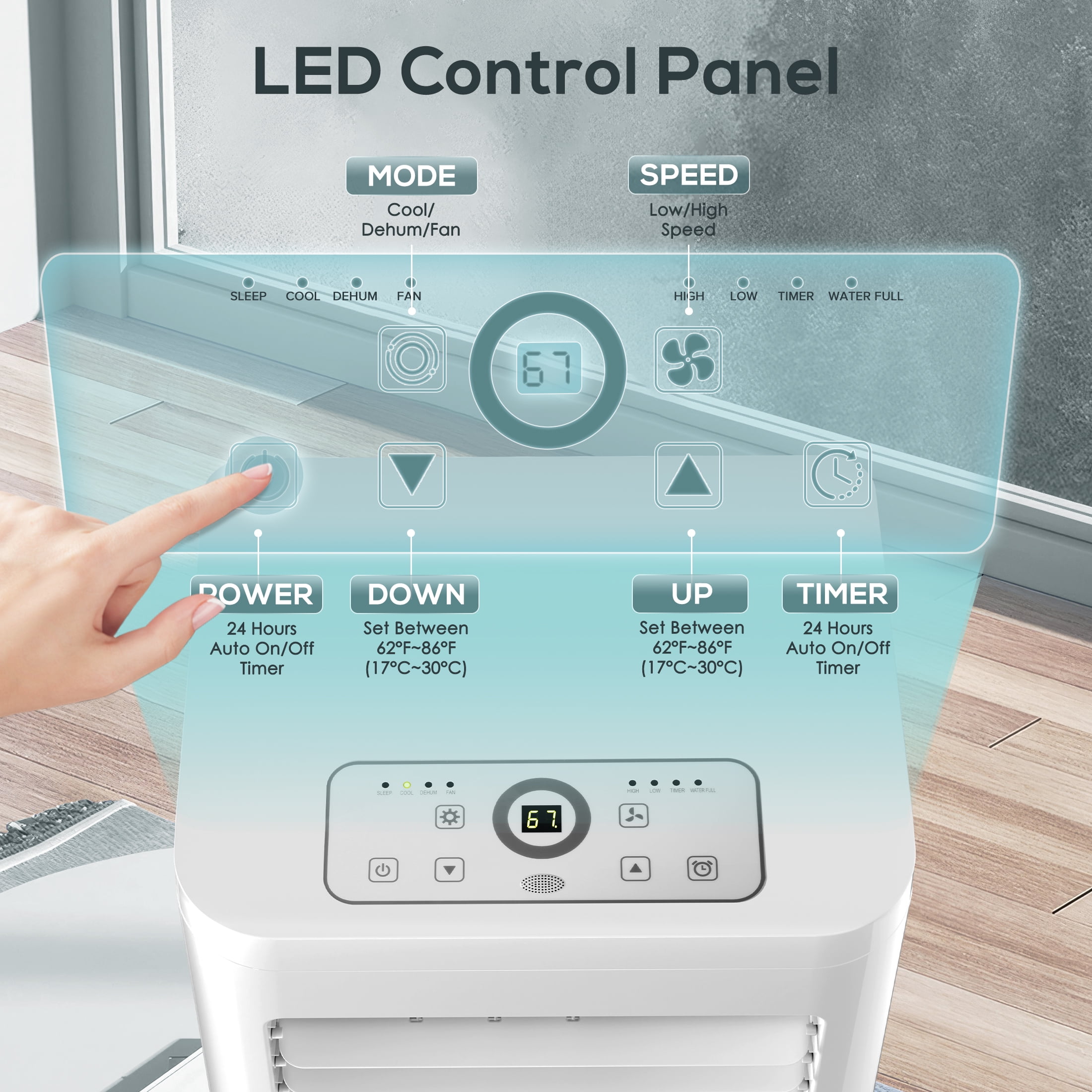 KissAir Portable Air Conditioner 8000 BTU 3-in-1 Cooling Dehumidifier and Fan (White, 8000 BTU) uqi3x