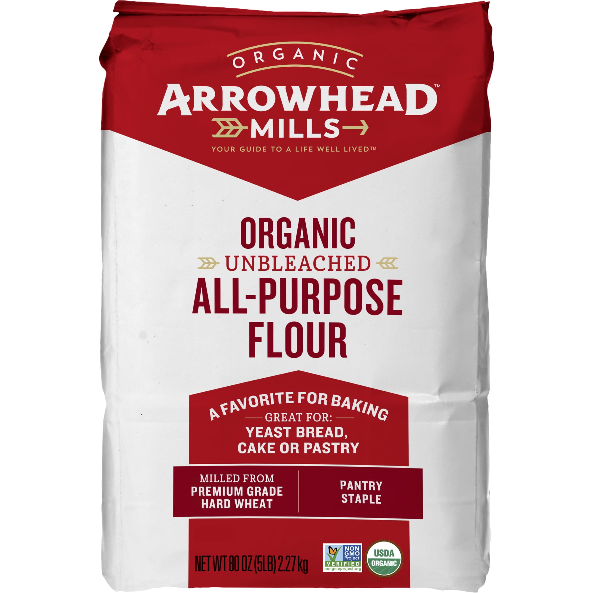Arrowhead Mills Organic All Purpose Flour, Unbleached Baking Ingredient (5 lb) csw21