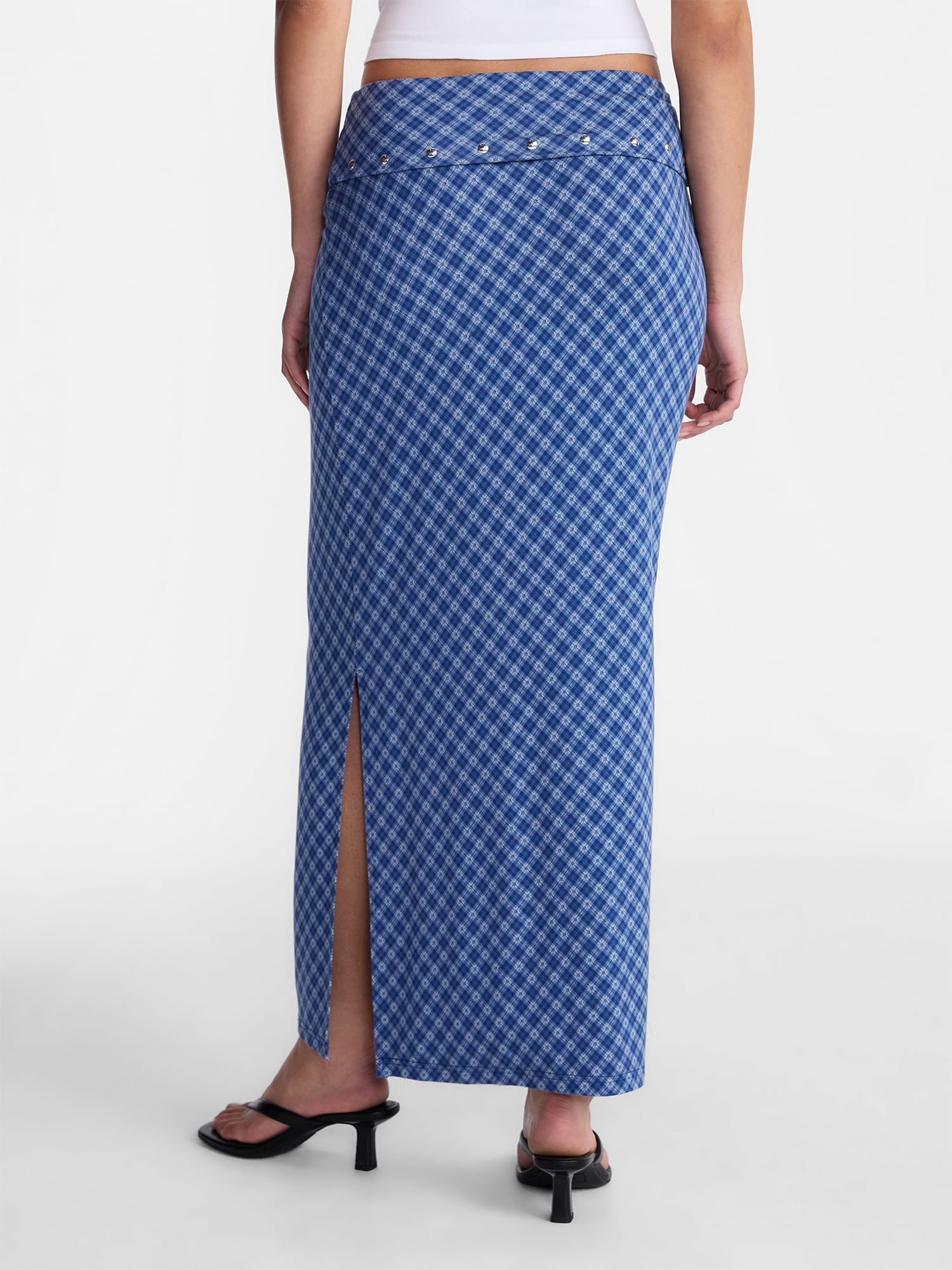 No Boundaries Women's Foldover Knit Maxi Skirt (Blue, XXS-XXL) jo7ng
