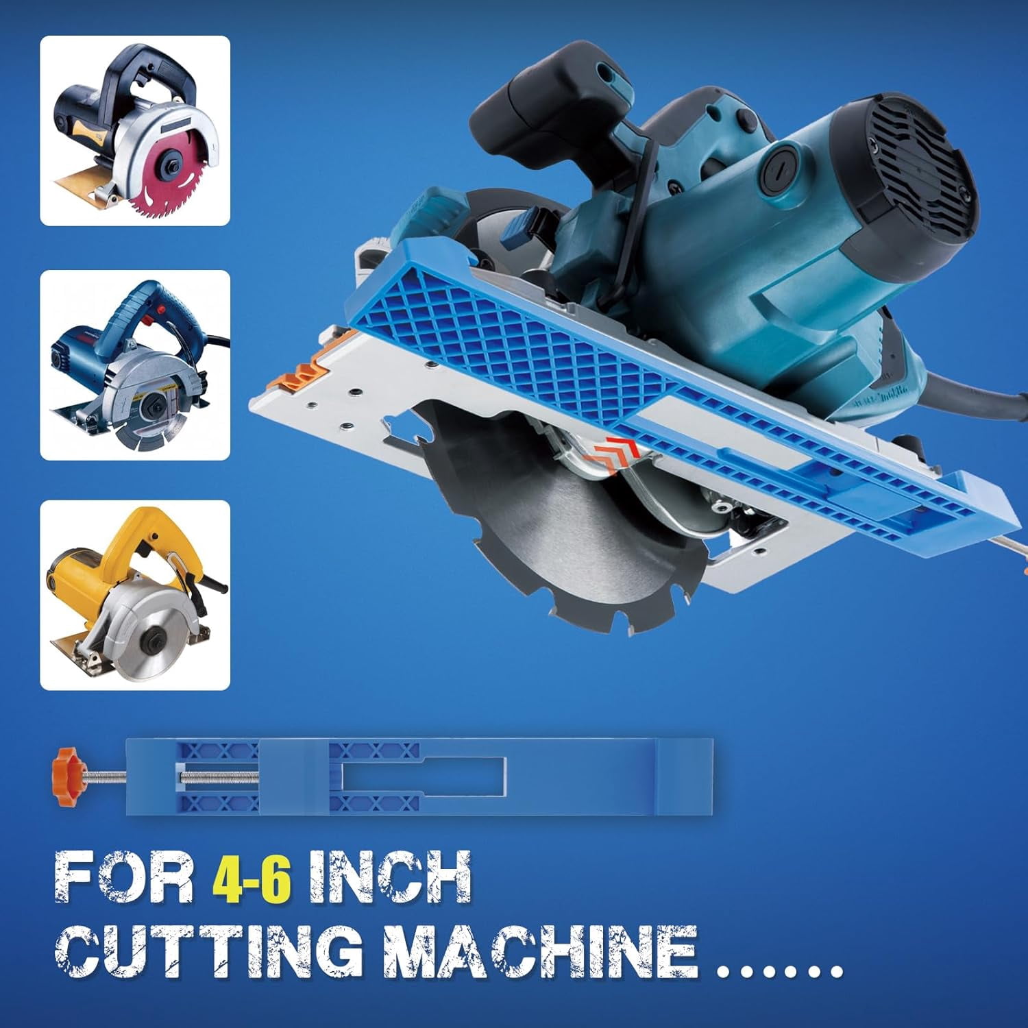 Isasaka Adjustable Circular Saw Cutting Guide with Precision Milling Clamp (Blue, 4-6 in) d18mm